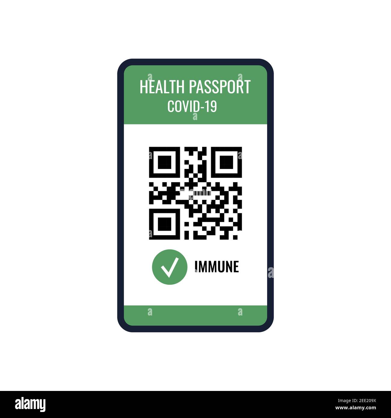 Health Passport on Mobile Phone Screen with Qr-code and Check Mark