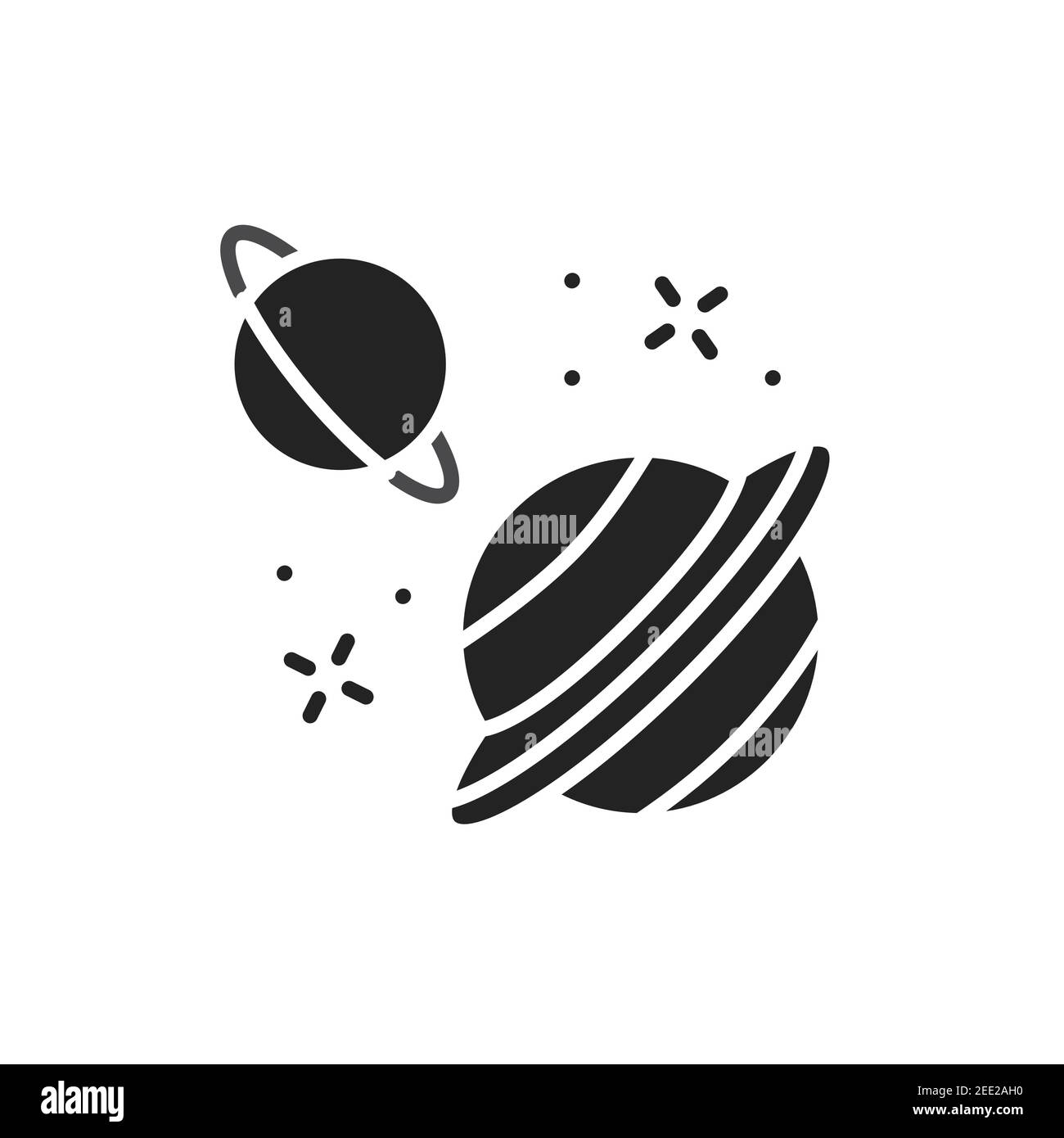 Uranus and Saturn color line icon. Pictogram for web page, mobile app, promo. Editable stroke. Stock Vector