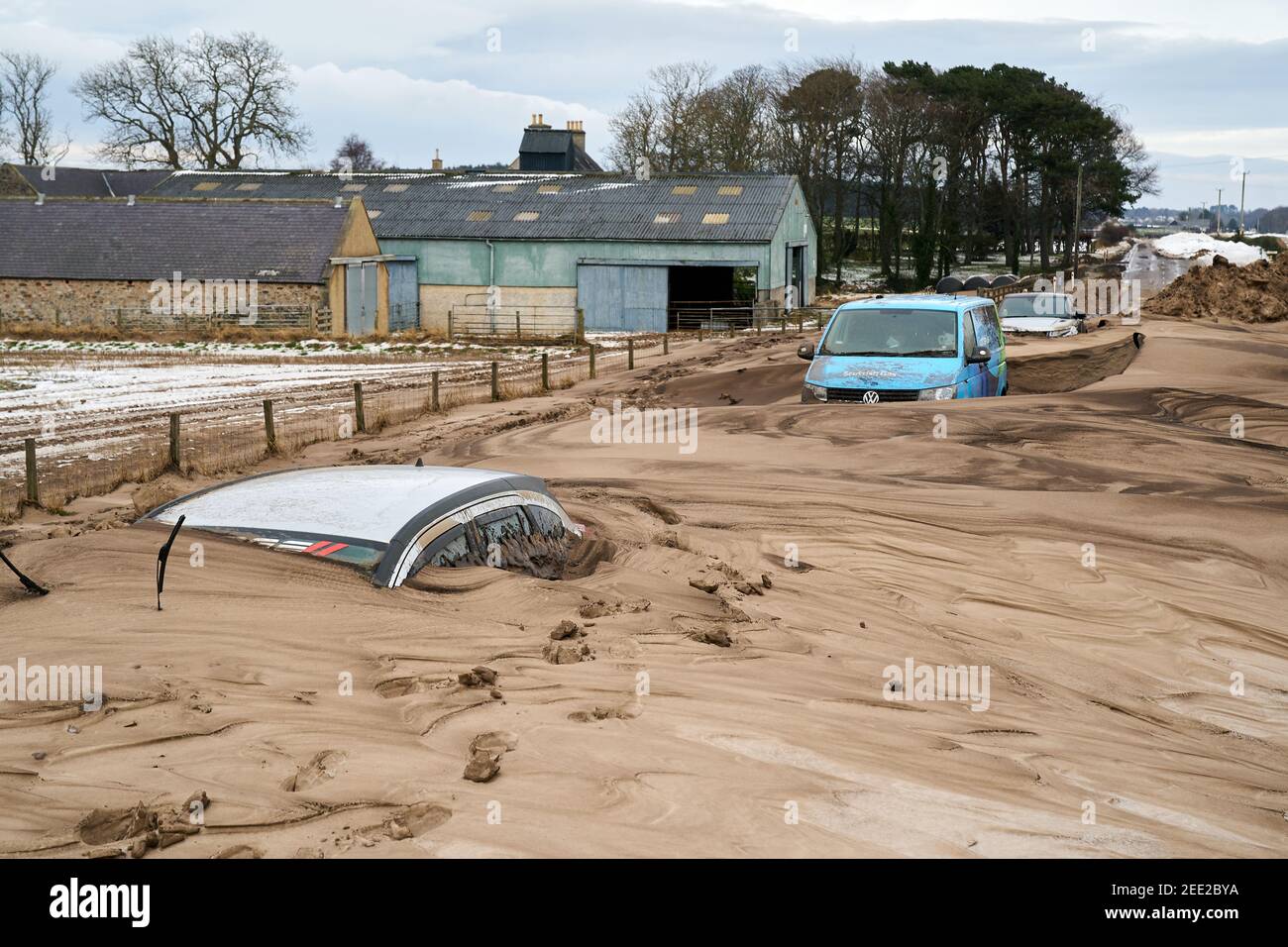A98 near Buckie, Moray, UK. 14th Feb, 2021. UK. This is the scenes of