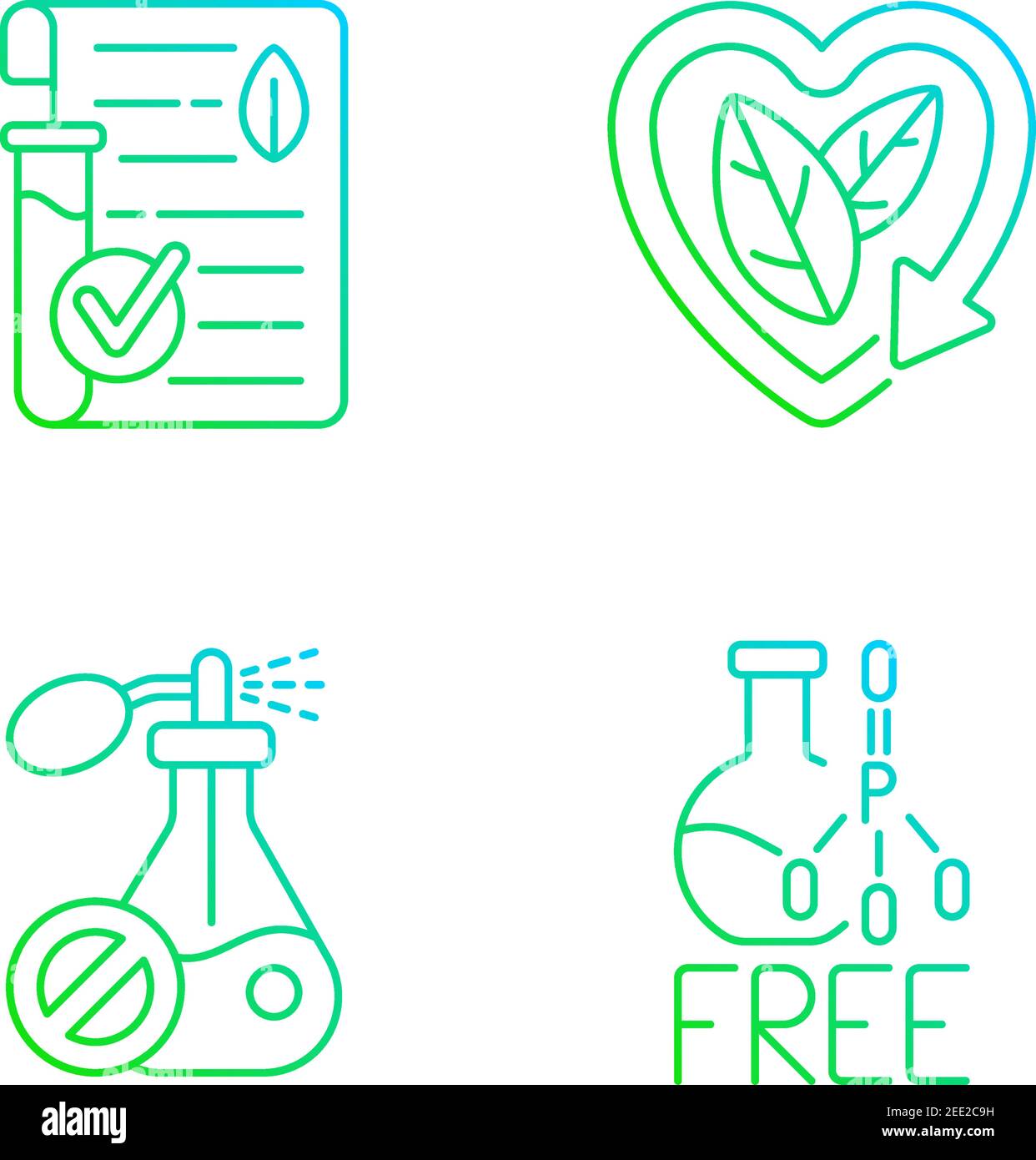 Natural cosmetics gradient linear vector icons set Stock Vector
