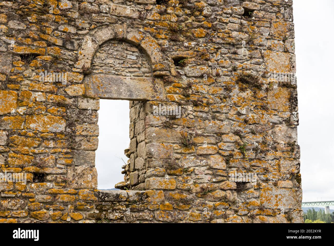 Catoira, Spain. The Torres de Oeste (West Towers), a walled complex of ...