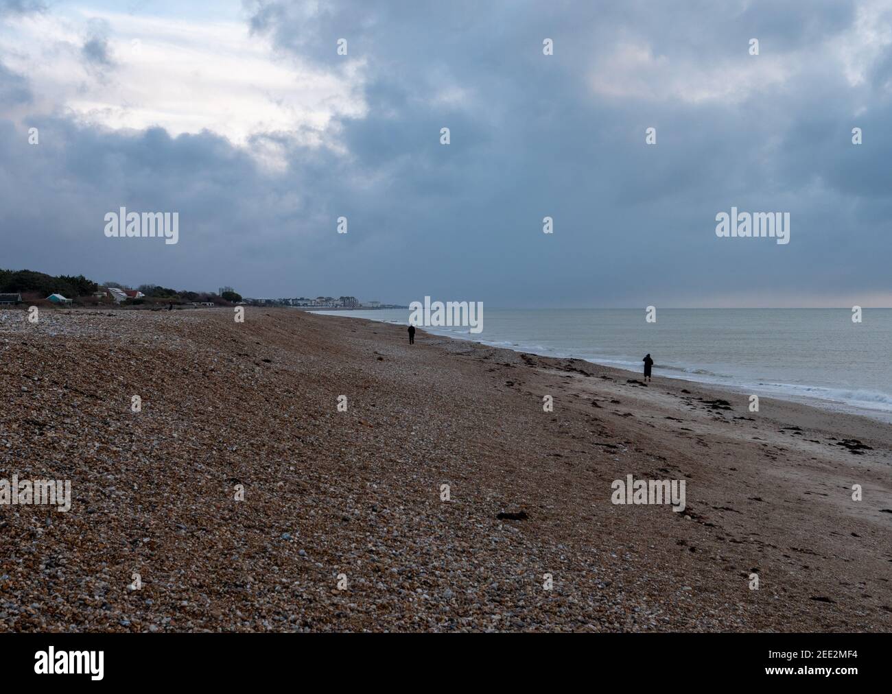 View of Bognor Regis from Aldwick beach on a day in February 2021. Stock Photo