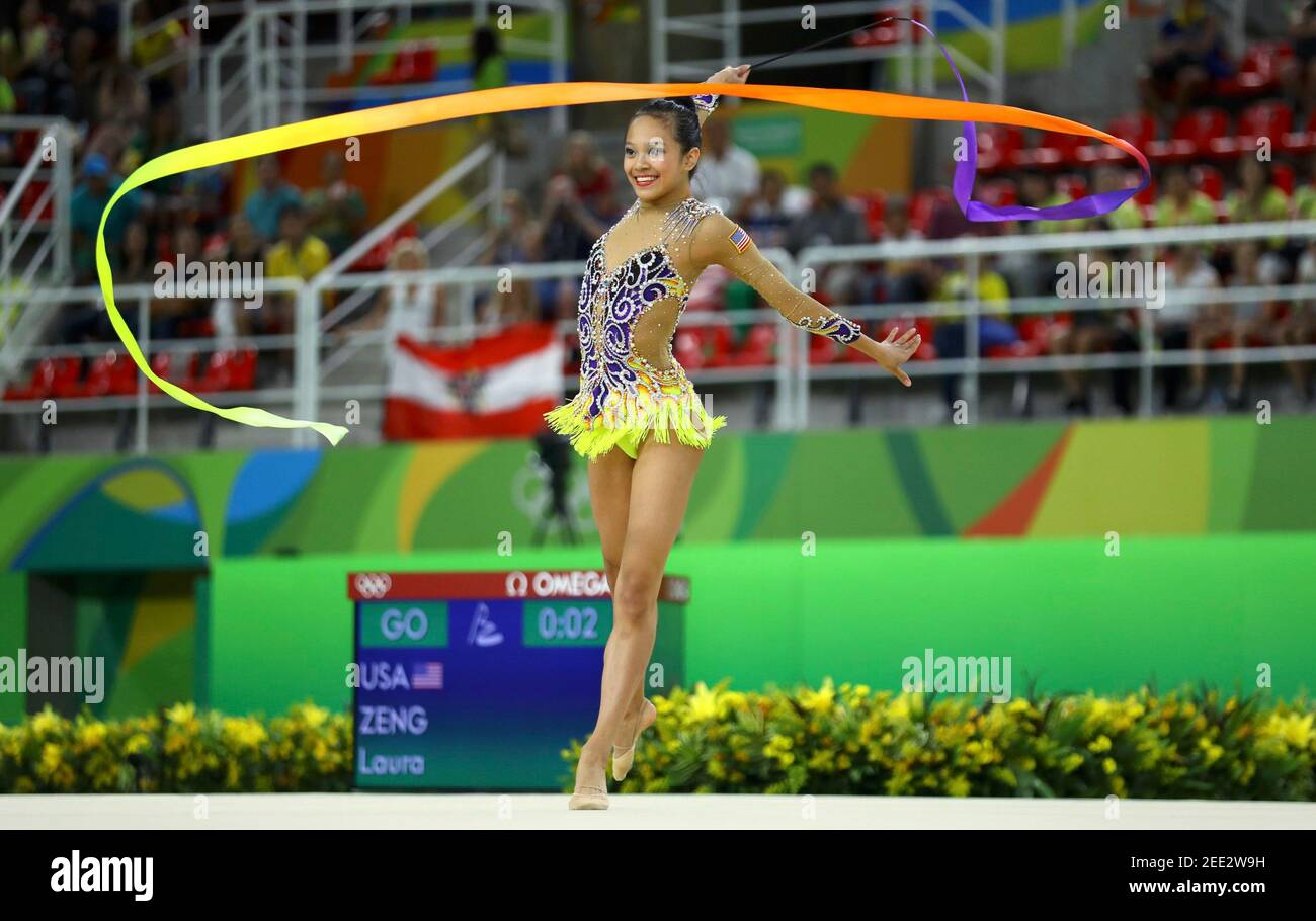 16 Rio Olympics Rhythmic Gymnastics Preliminary Individual All Around Qualification Rotation 3 Rio Olympic Arena Rio De Janeiro Brazil 19 08 16 Laura Zeng Usa Of Usa Competes