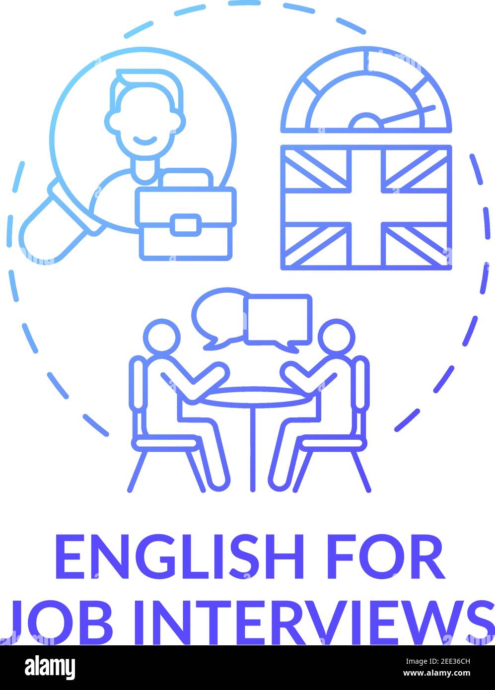 English for job interviews concept icon Stock Vector
