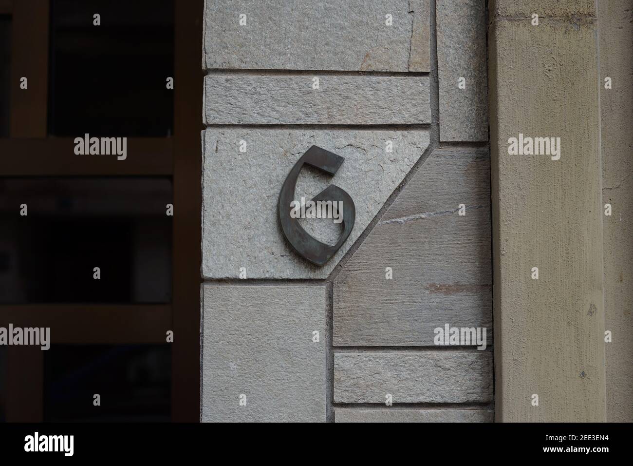 art deco number six metal Stock Photo - Alamy