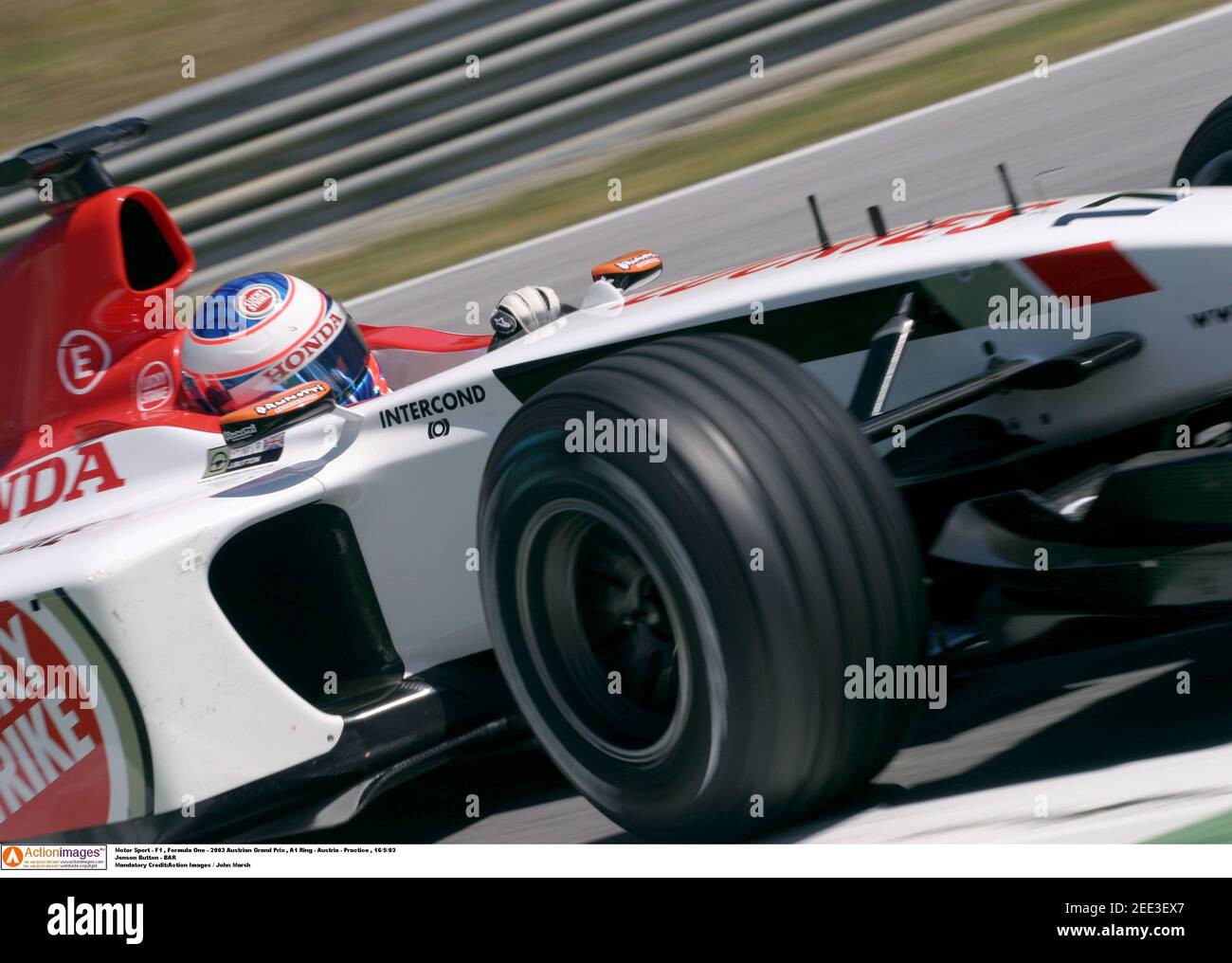 Motor Sport - F1 , Formula One - 2003 Austrian Grand Prix , A1 Ring -  Austria - Practice , 16/5/03 Jenson Button - BAR Mandatory Credit:Action  Images / John Marsh Stock Photo - Alamy