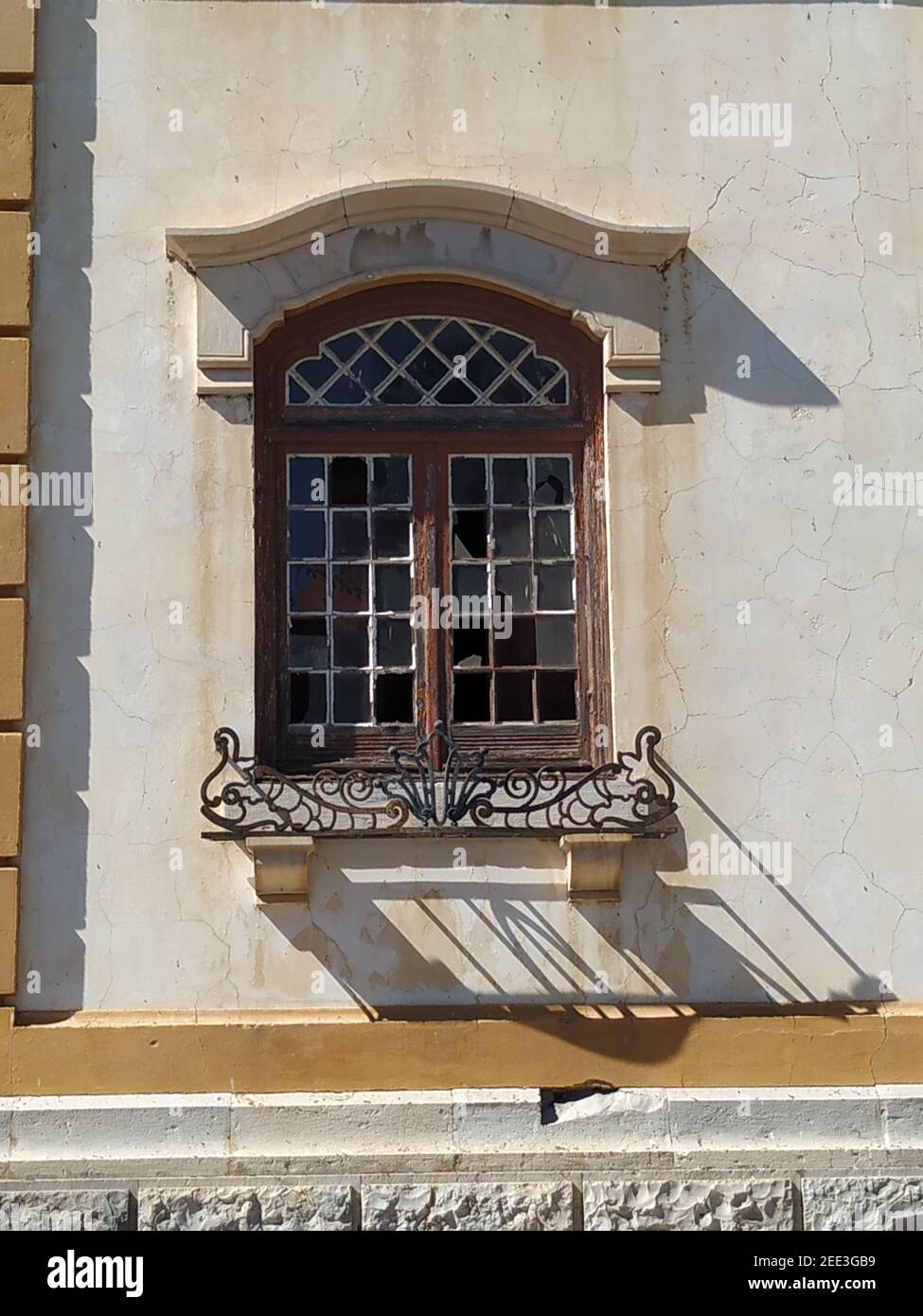 Vertical shot of an antique decorative window Stock Photo