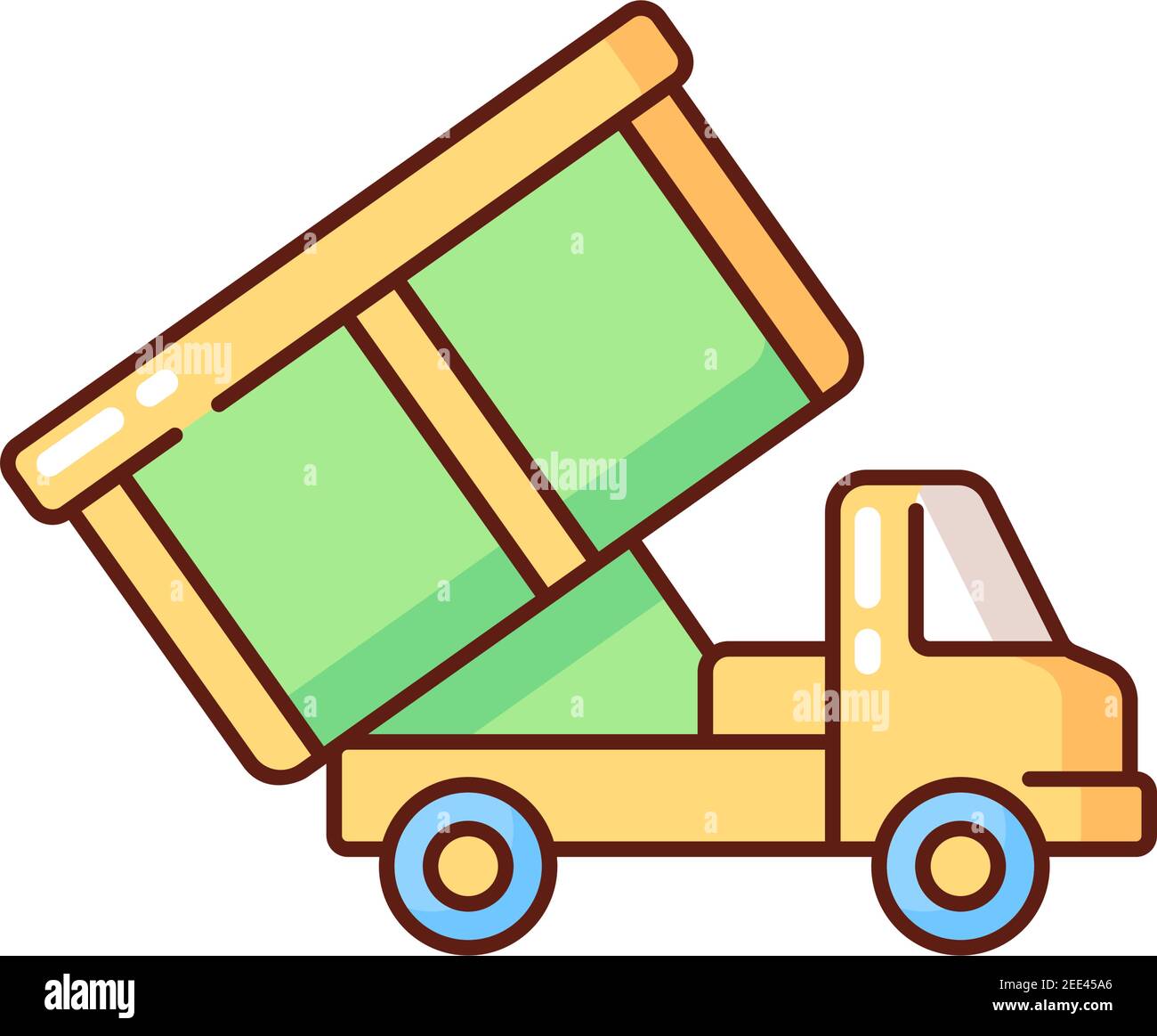 Roll-off truck RGB color icon Stock Vector