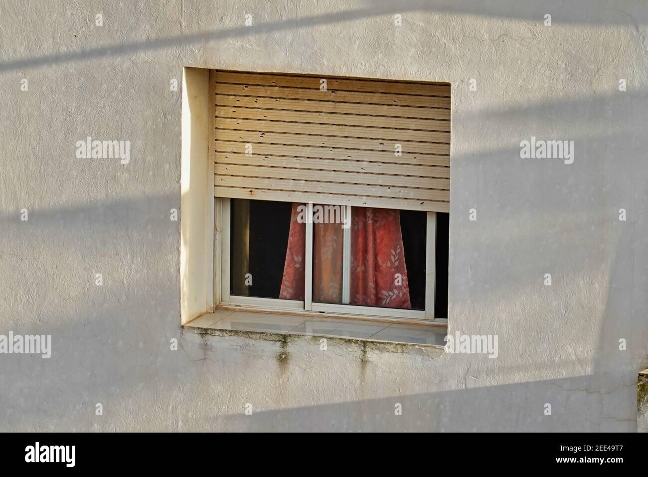 High angle shot of an aged building window from outdoors Stock Photo ...