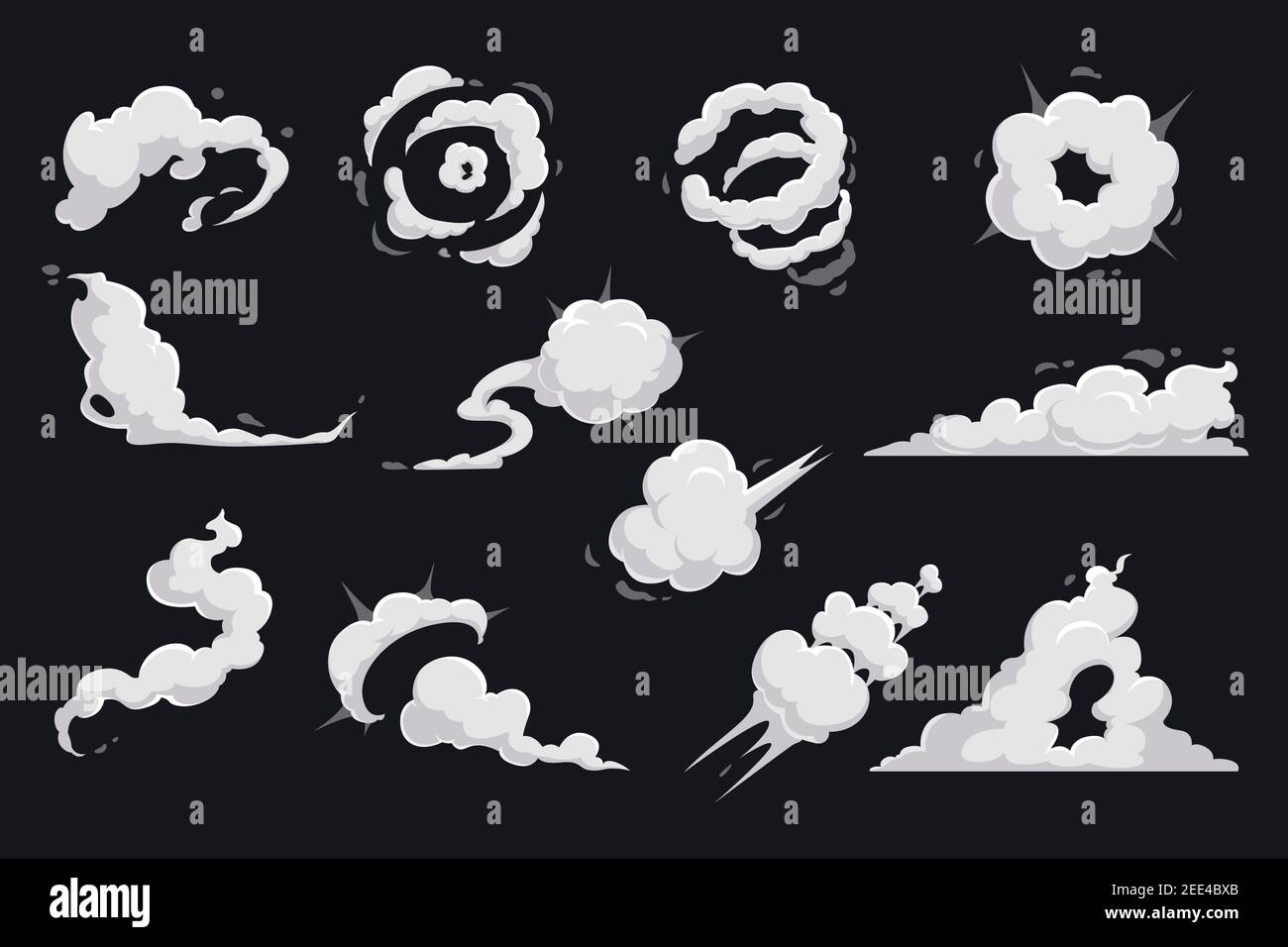 Cartoon clouds of smoke and explosion vector design of comic book. Dust  speed trail, cloud puff and steam, fire blast, fog, vapor, smog and fume  flow Stock Vector Image & Art -