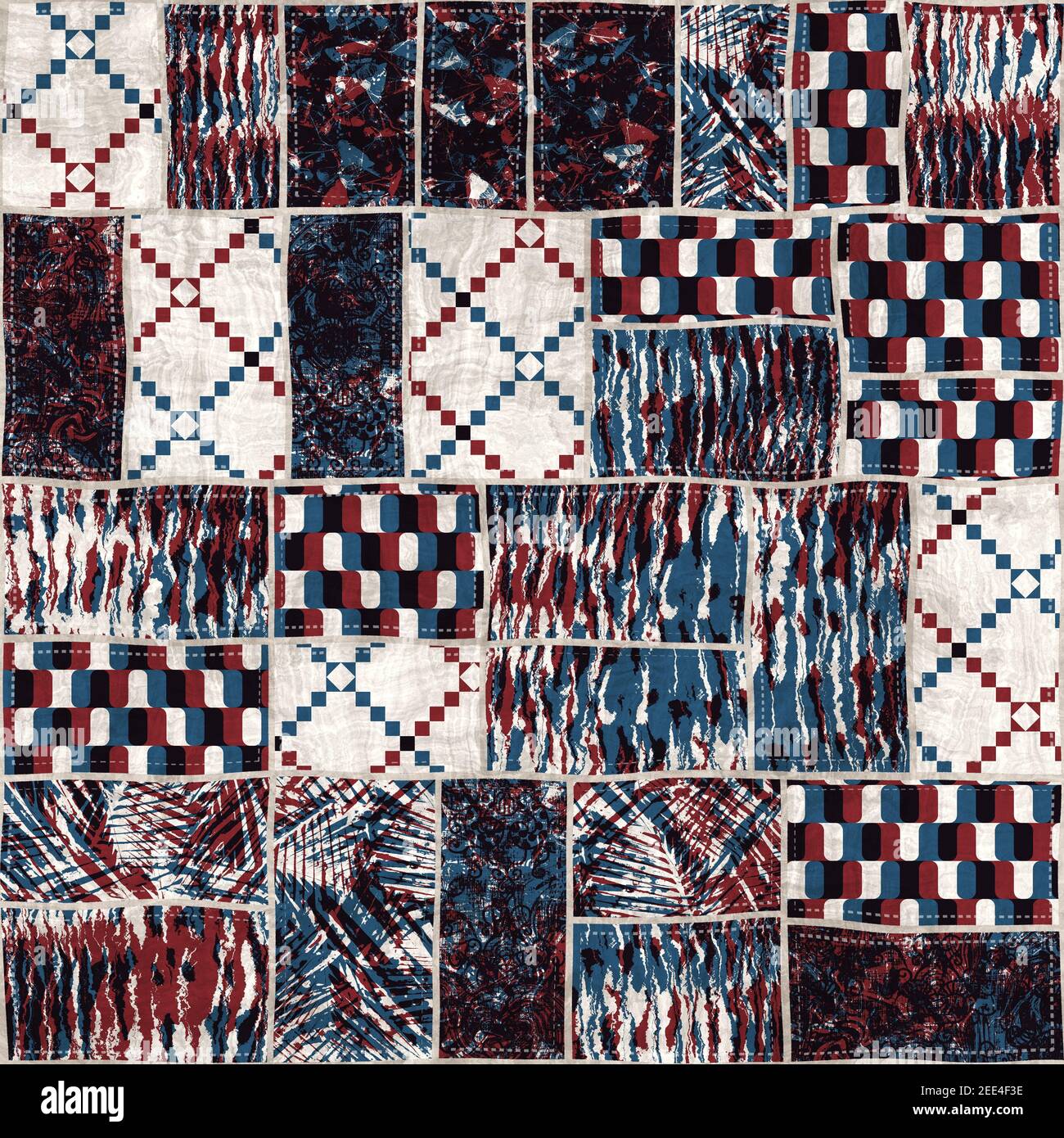 Seamless patchwork collage mix quilt pattern print Stock Photo Alamy