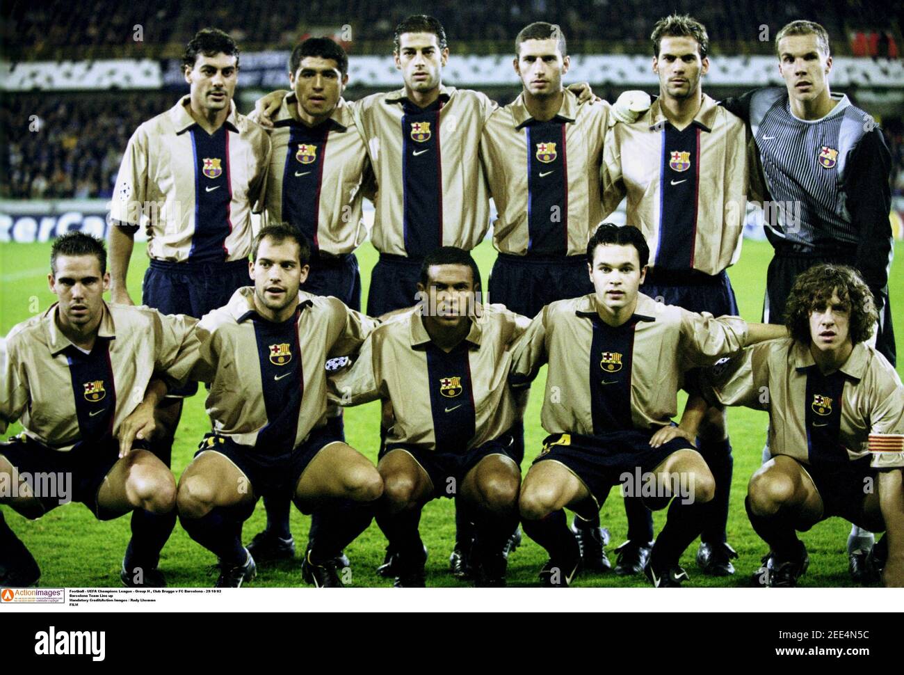 Football - UEFA Champions League - Group H , Club Brugge v FC Barcelona -  29/10/02 Barcelona Team Line up Mandatory Credit:Action Images / Rudy Lhomme  FILM Stock Photo - Alamy