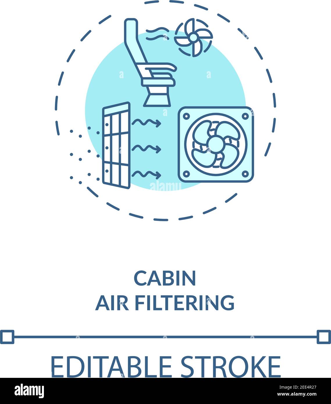Cabin air filtering concept icon Stock Vector