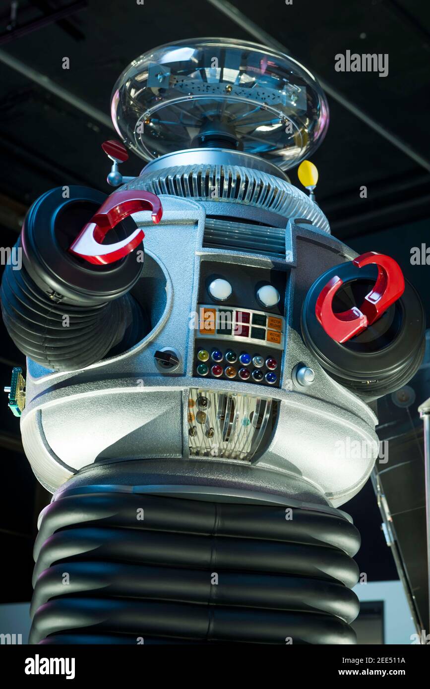 B-9 robot from the television series Lost In Space on display at the Into The Unknown: A Journey Through Science Fiction exhibition, at the Barbican, London.  Picture date: Thursday 1st June 2017.  Photo credit should read: © DavidJensen/EMPICS Entertainment Stock Photo