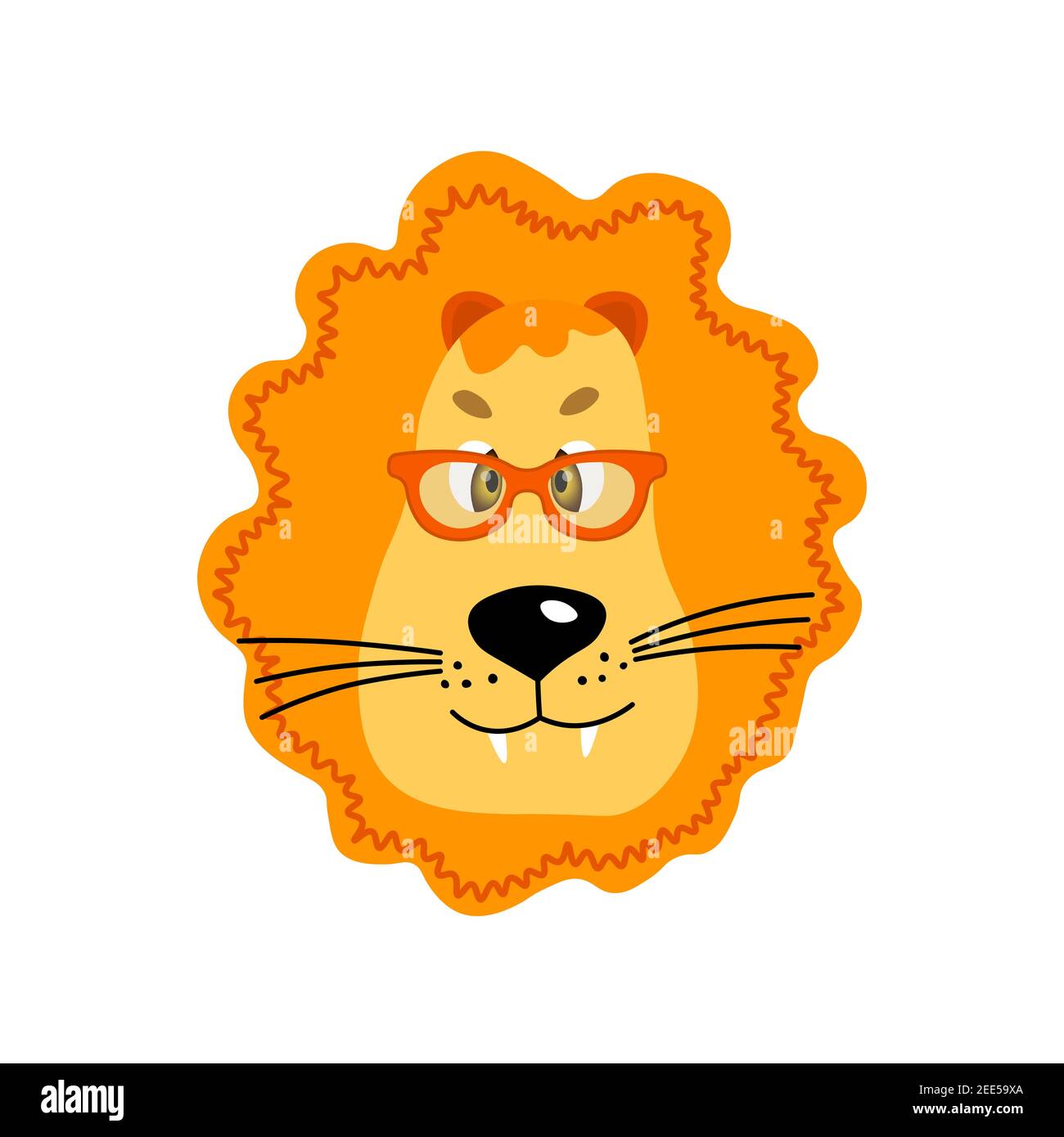 Colorful cute vector lion face in sunglasses. One object on a white  background. Cartoon flat illustration. Emoji funny animal. Embarrassed  smile Stock Vector Image & Art - Alamy