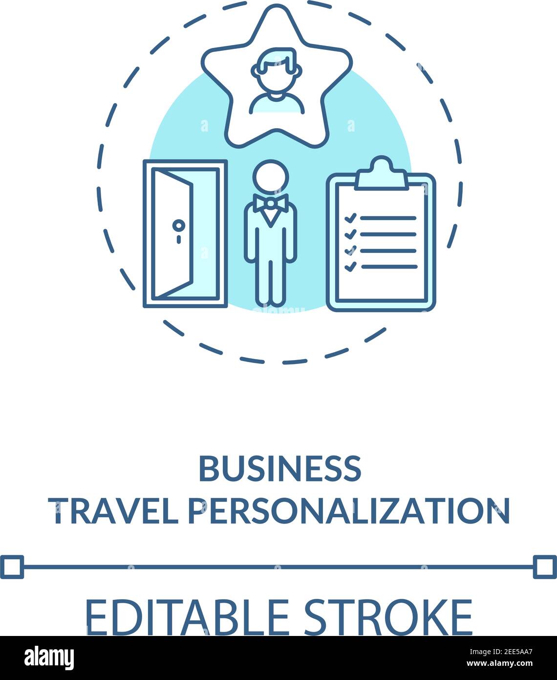 Business travel personalization concept icon Stock Vector