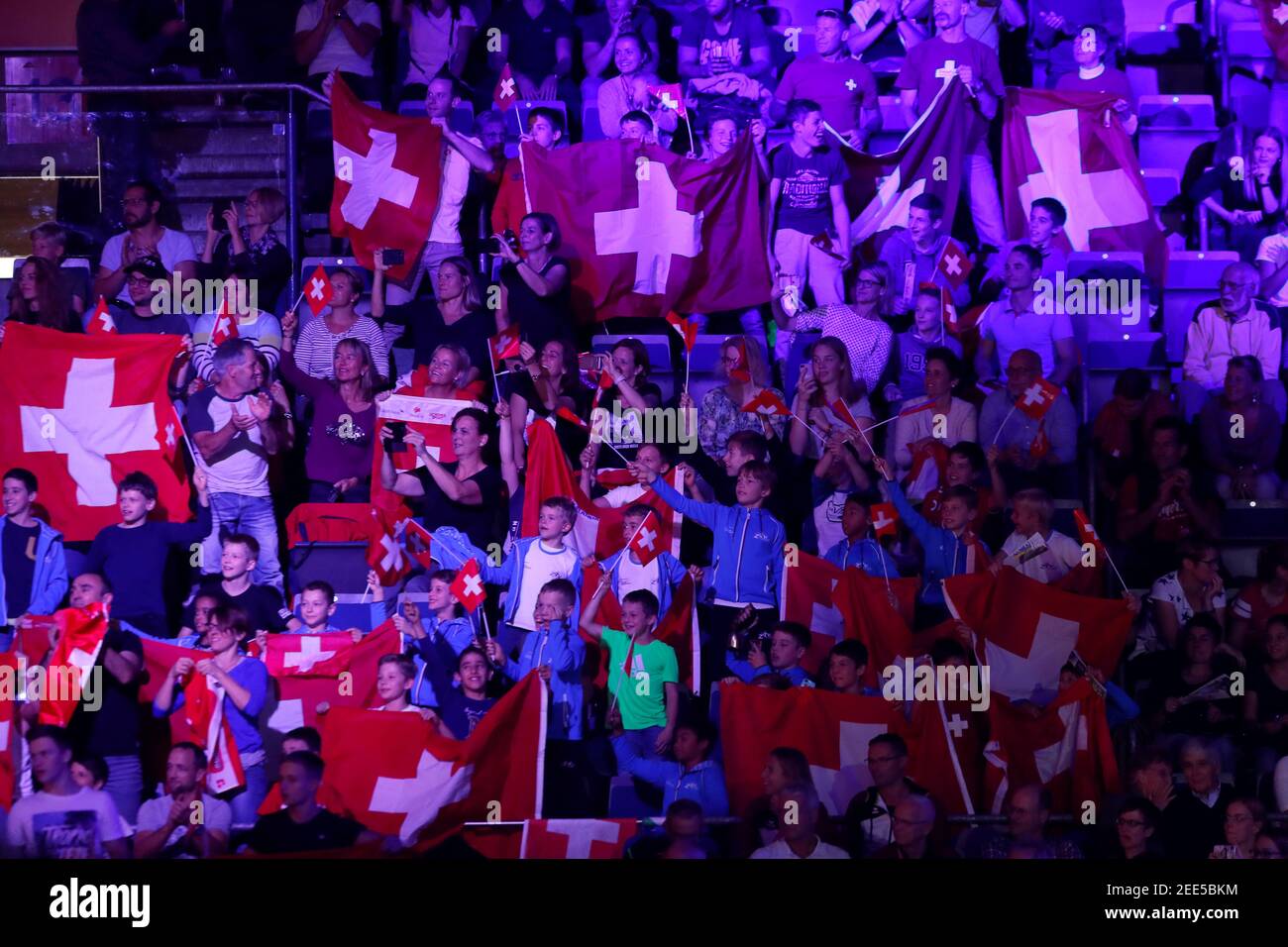 Artistic Gymnastics - 2019 World Artistic Gymnastics Championships - Men's  Qualifications - Rings - Hanns-Martin-Schleyer-Halle, Stuttgart, Germany -  October 7, 2019 Switzerland fans REUTERS/Wolfgang Rattay Stock Photo - Alamy