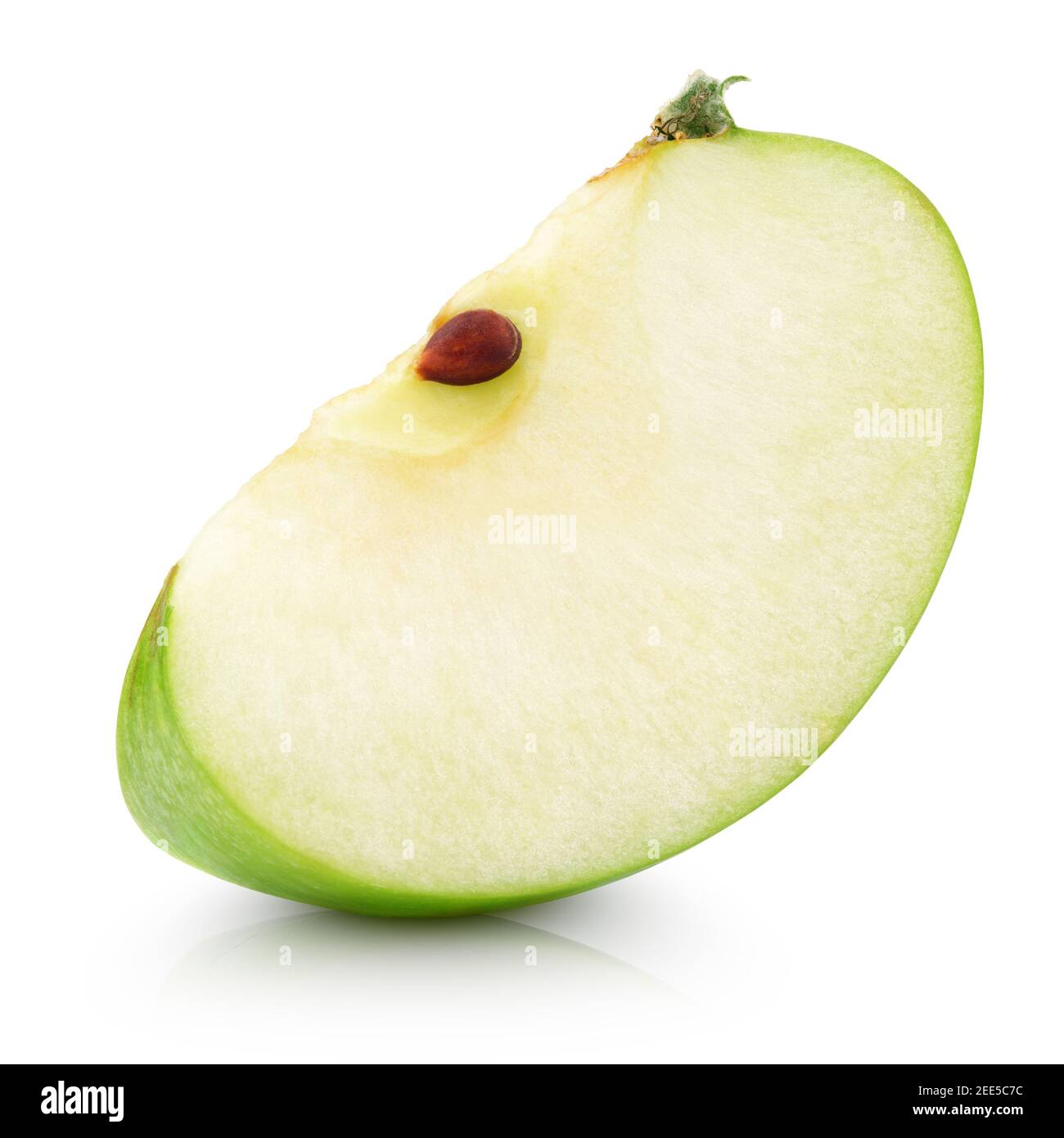 Green apple slice isolated on white with clipping path Stock Photo