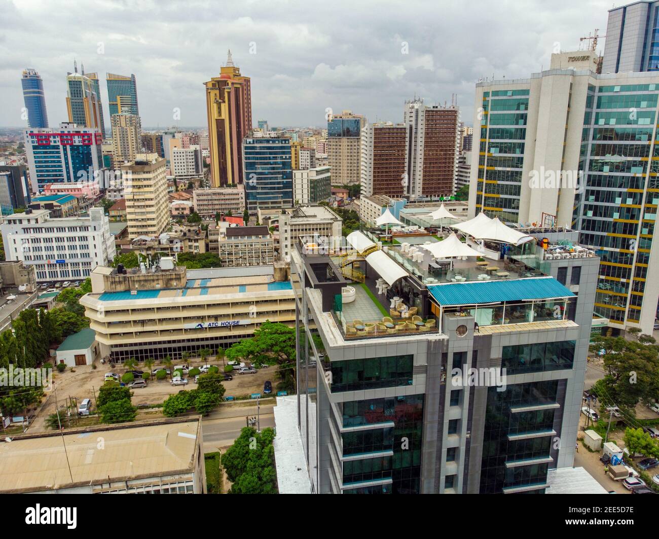 Dar es salaam aerial city scape Living Houses in Central District