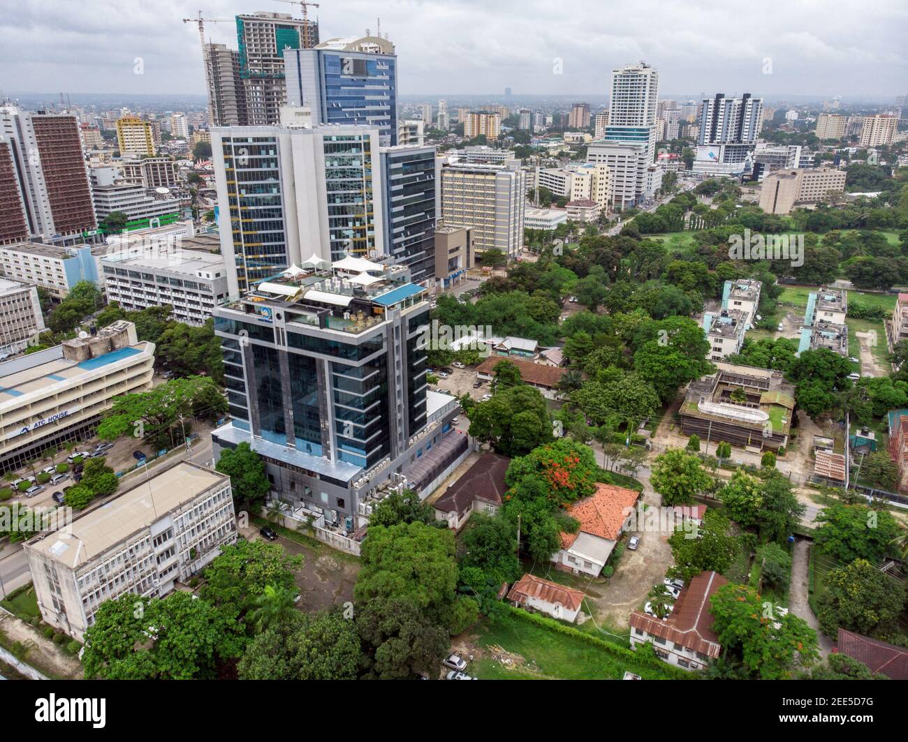 Dar es salaam aerial city scape Living Houses in Central District