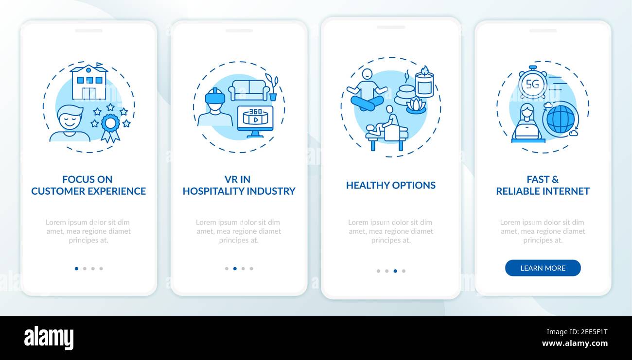 Business travel trends onboarding mobile app page screen with concepts ...