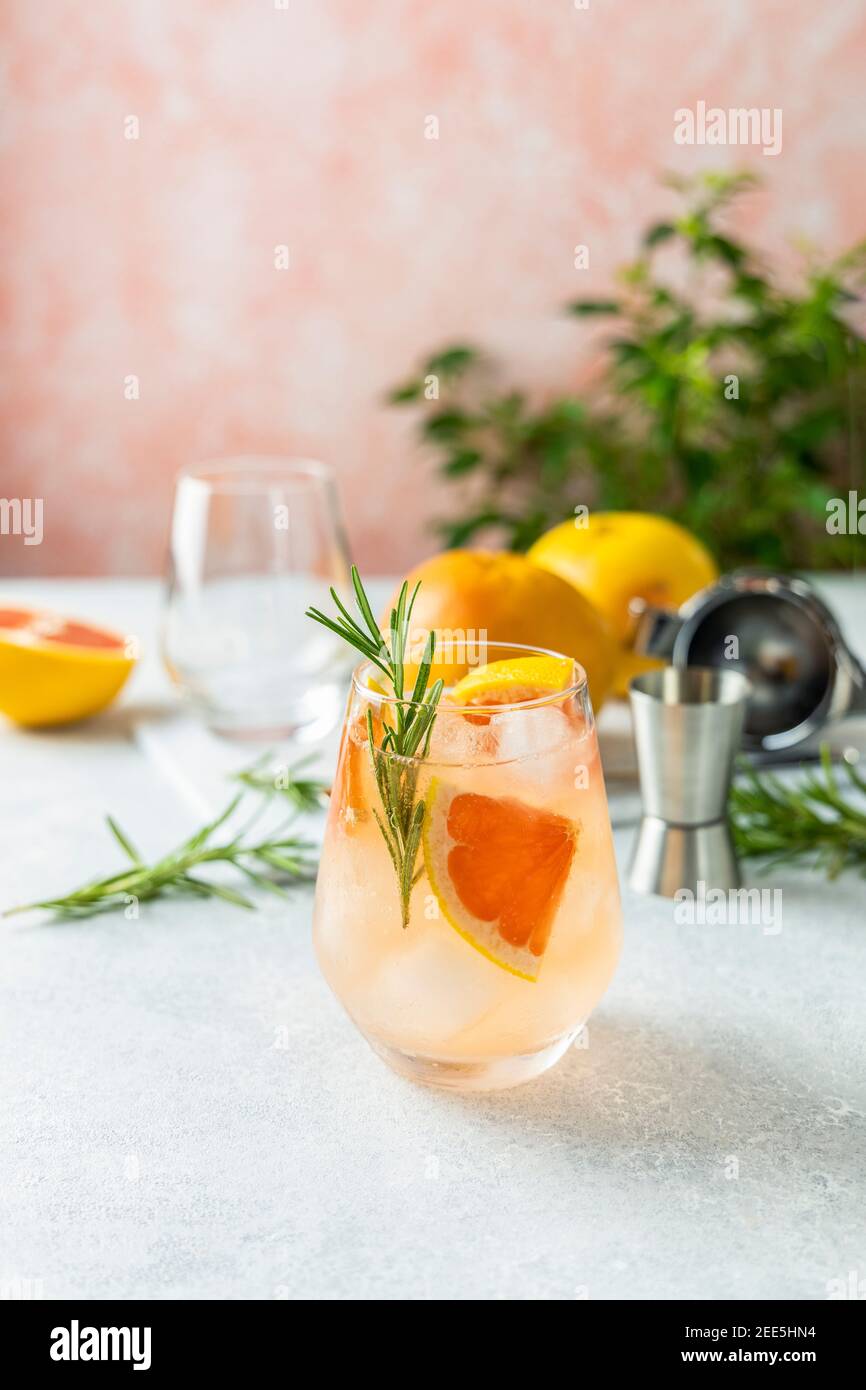 Tequila cocktail with grapefruit juice, tinted with the aroma of a