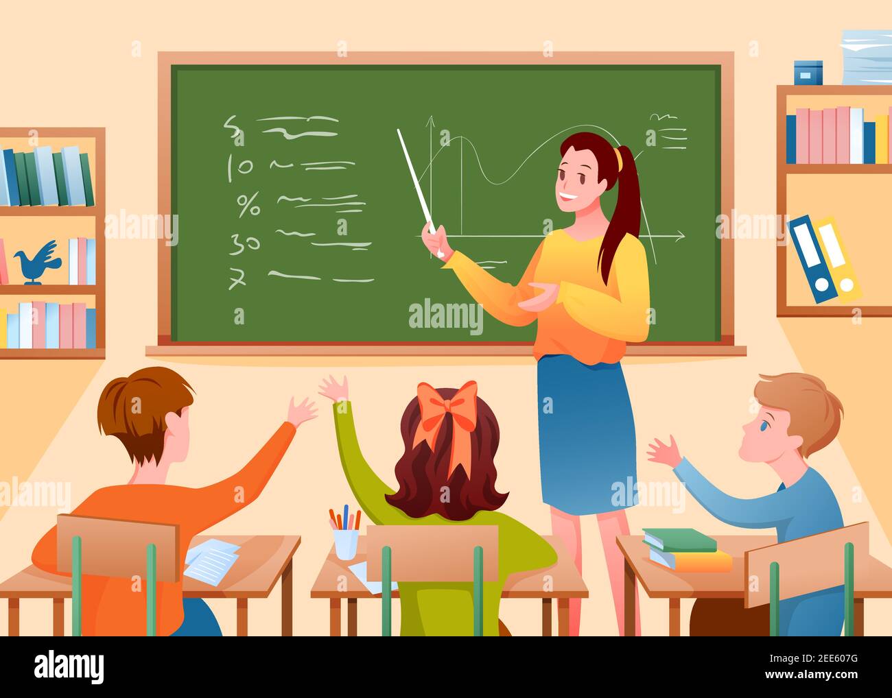 Pupil kids and teacher in classroom, woman teaching children with pointer, school lesson Stock Vector Image & Art - Alamy Pupil kids and teacher in classroom, woman teaching children with pointer, school lesson Stock Vector Image & Art - Alamy