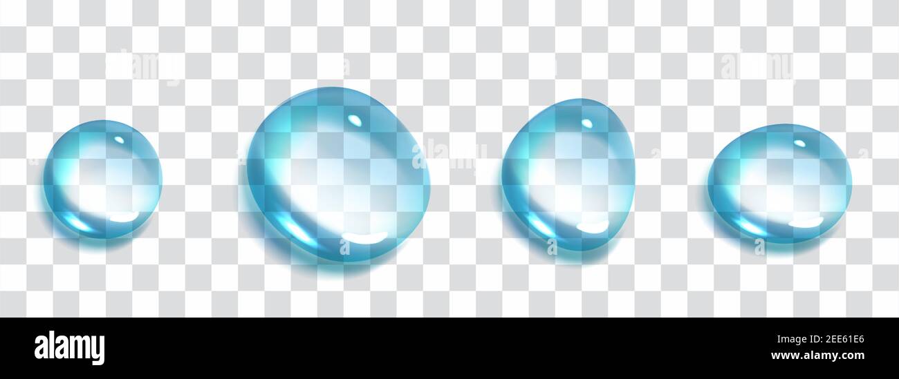 Realistic water bubbles with rainbow reflection set isolated. Stock Vector