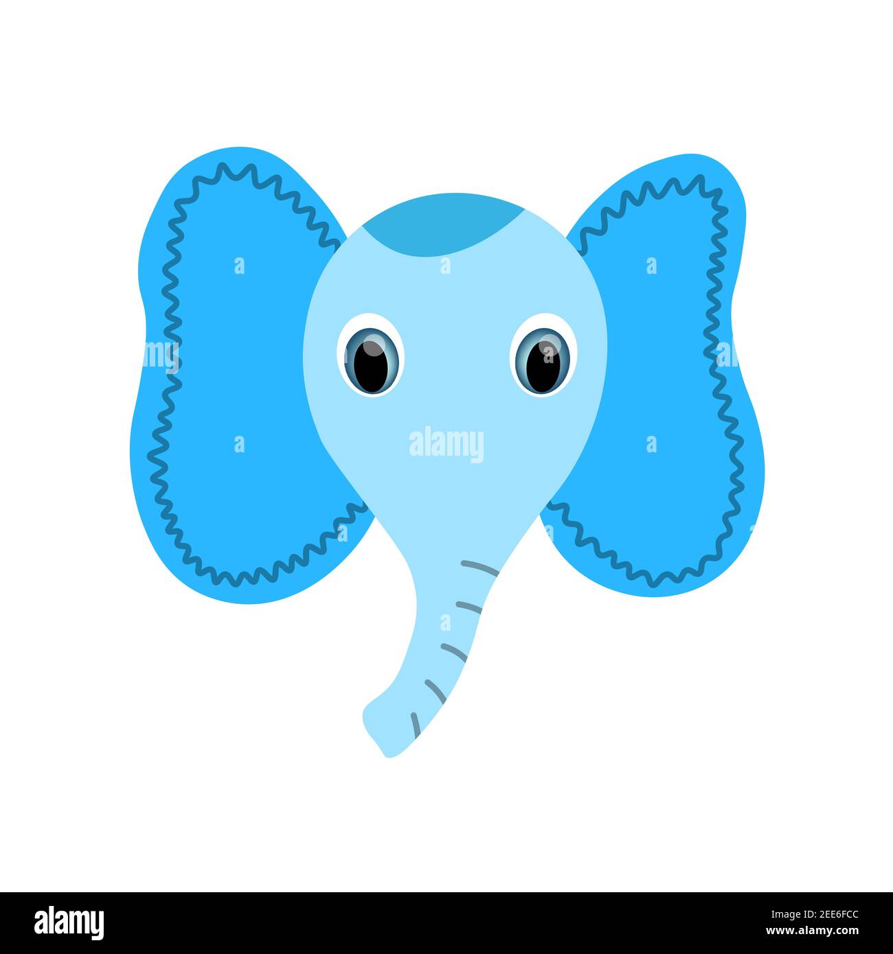 Colorful cute vector elephant face. One object on a white background.  Cartoon flat illustration. Emoji funny animal. Embarrassed smile emotion  Stock Vector Image \u0026 Art - Alamy, image size:1300x1390