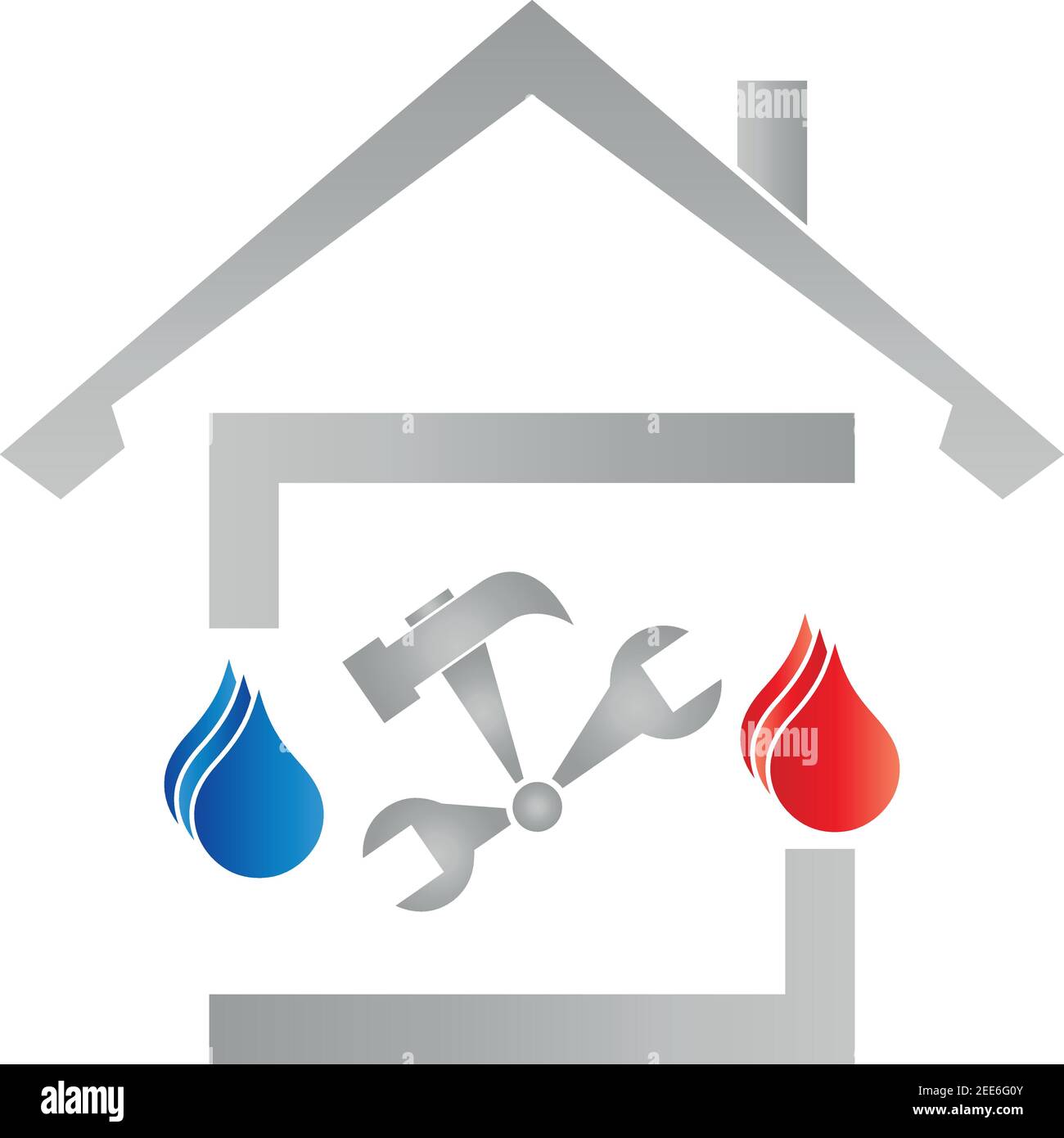 House, water drop, flame, tools, plumber, plumber logo, logo Stock Vector