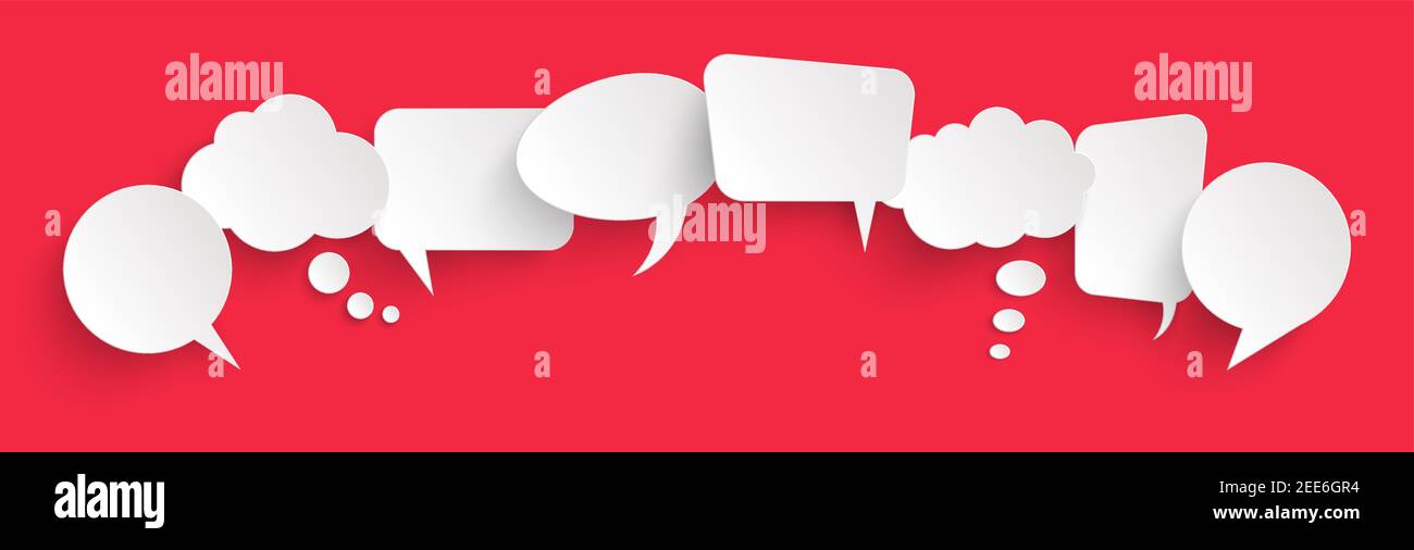 illustration of eight speech bubbles with shadow looking like stickers ...