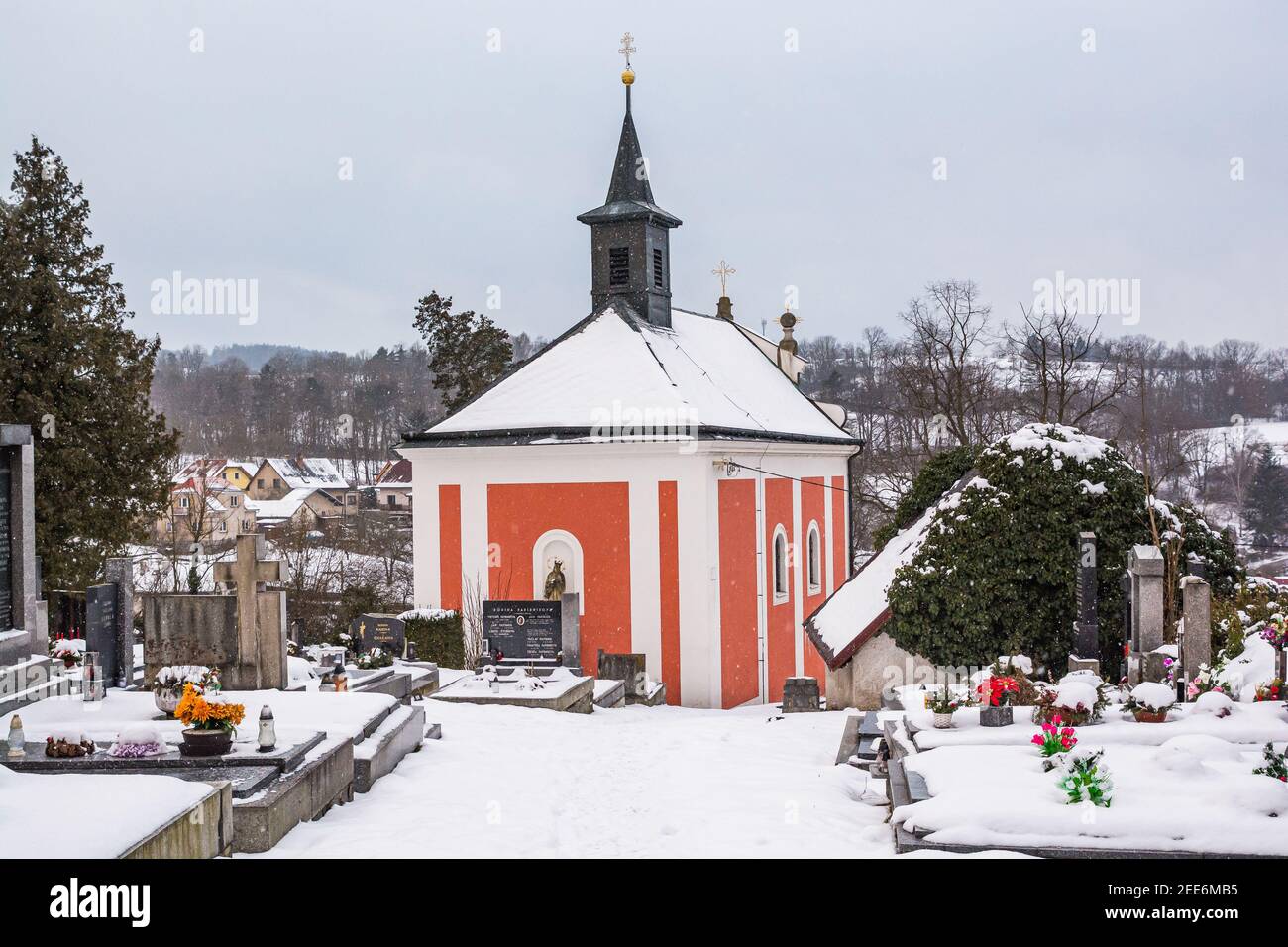 Chapel of st. Ludmila in Kamenny Privoz, Central Bohemian Region in Winter Stock Photo
