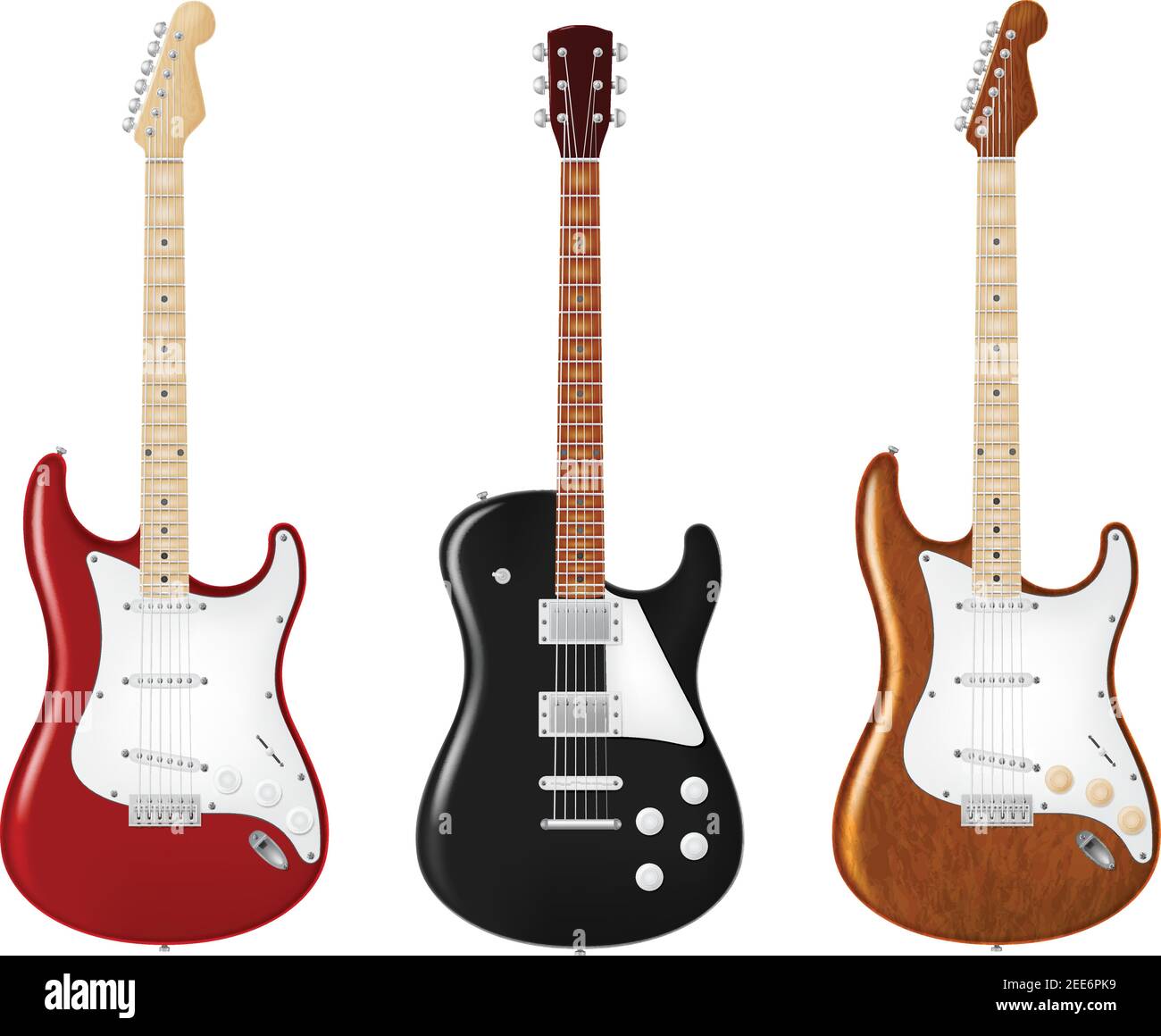 Six String Electric Guitar In Three Color Schemes Vector Illustration Stock Vector Image And Art 2770