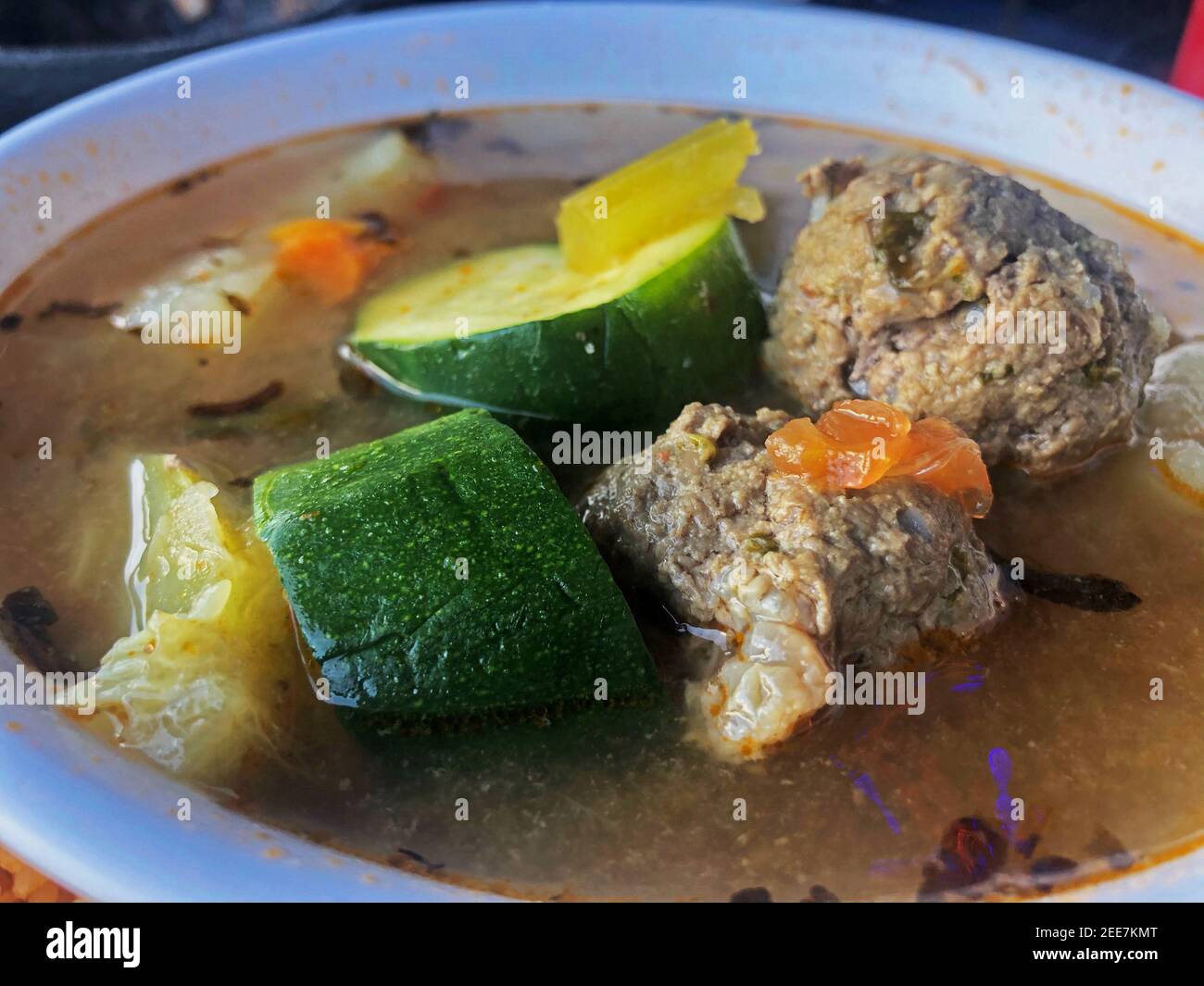 Large Bowl of Albondiga Soup Stock Photo