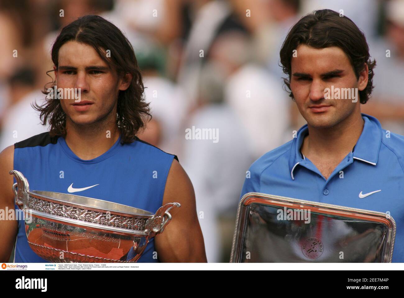 Tennis - 2006 French Open - Final - Roland Garros - France , 11/6/06 Rafael  Nadal - Spain celebrates after