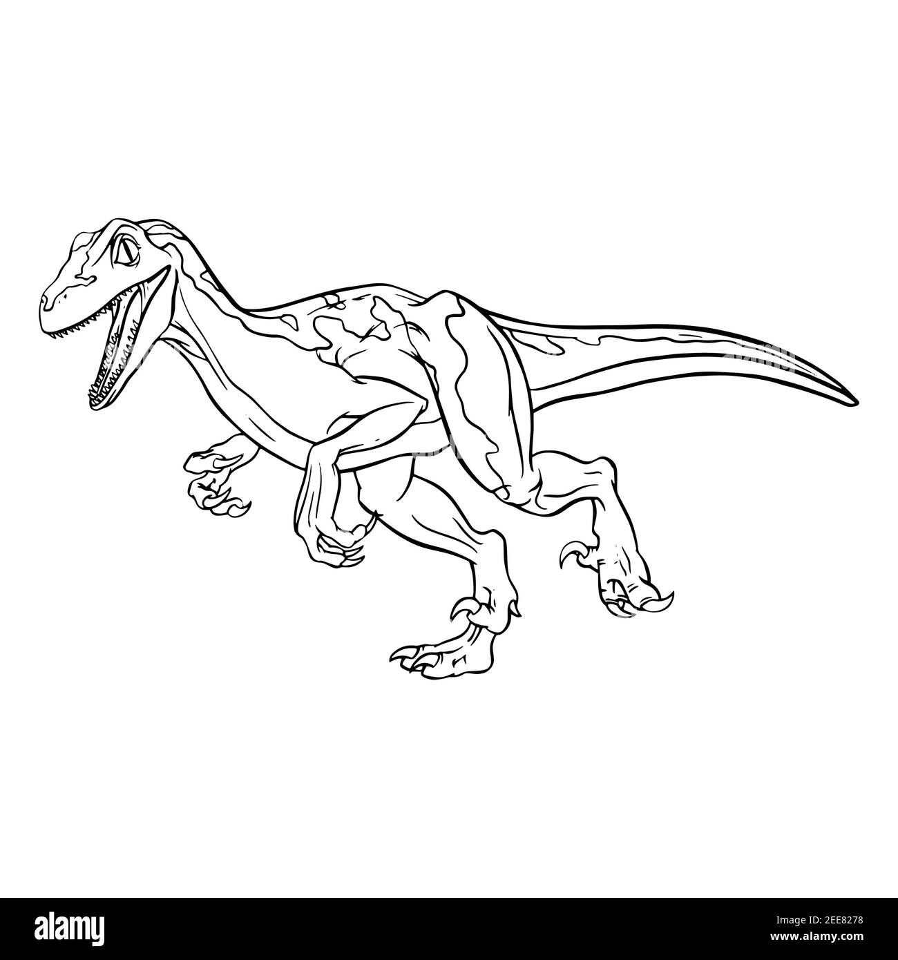 Velociraptor Dinosaur Cartoon Linear Sketch For Coloring Book Isolated On White Background Vector Illustrator Stock Vector Image Art Alamy