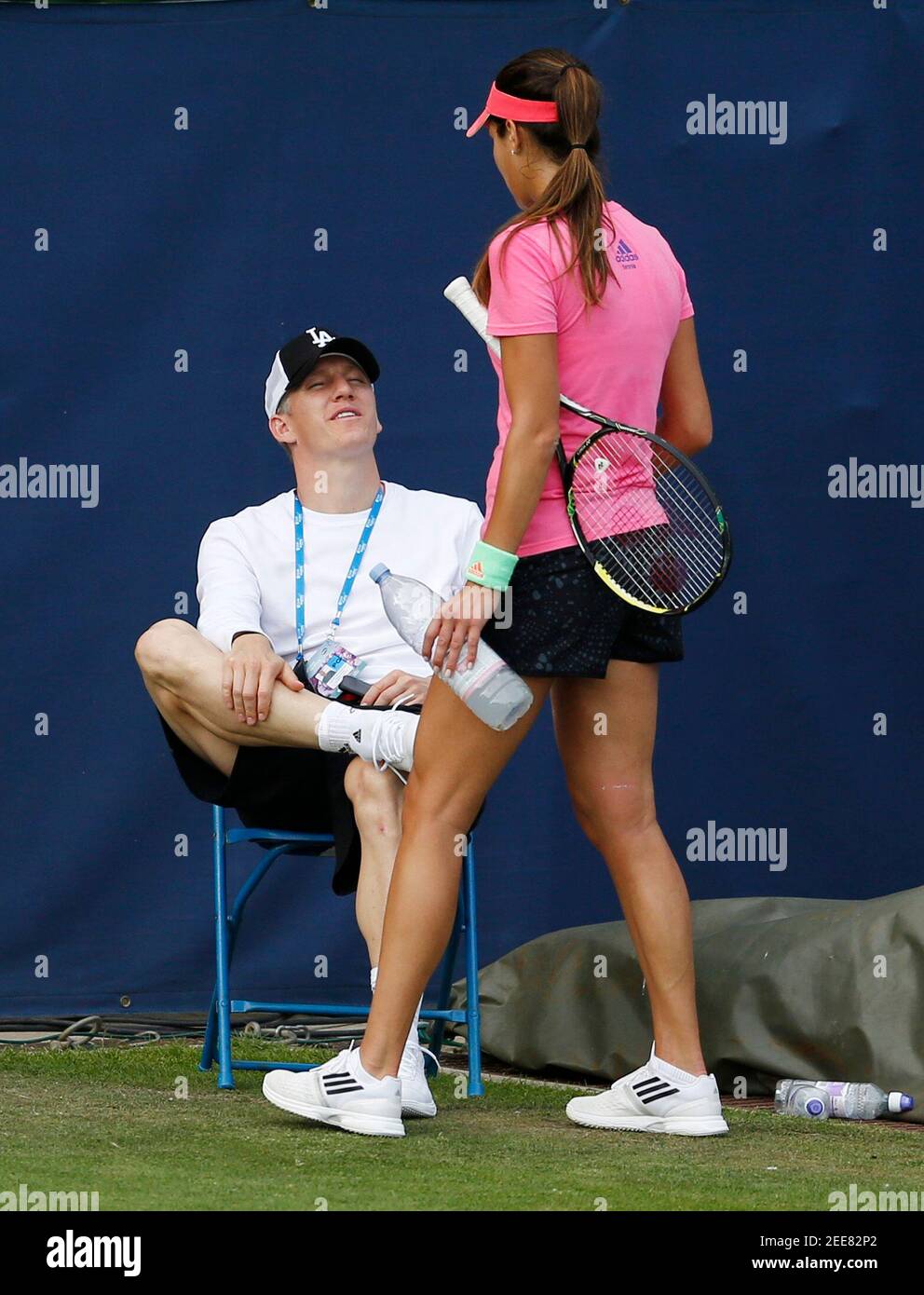Tennis - Aegon Classic - Edgbaston Priory Club, Birmingham - 16/6/15 Bayern  Munich's Bastian Schweinsteiger with Serbia's Ana Ivanovic after practice  Action Images via Reuters / Andrew Boyers Livepic Stock Photo - Alamy
