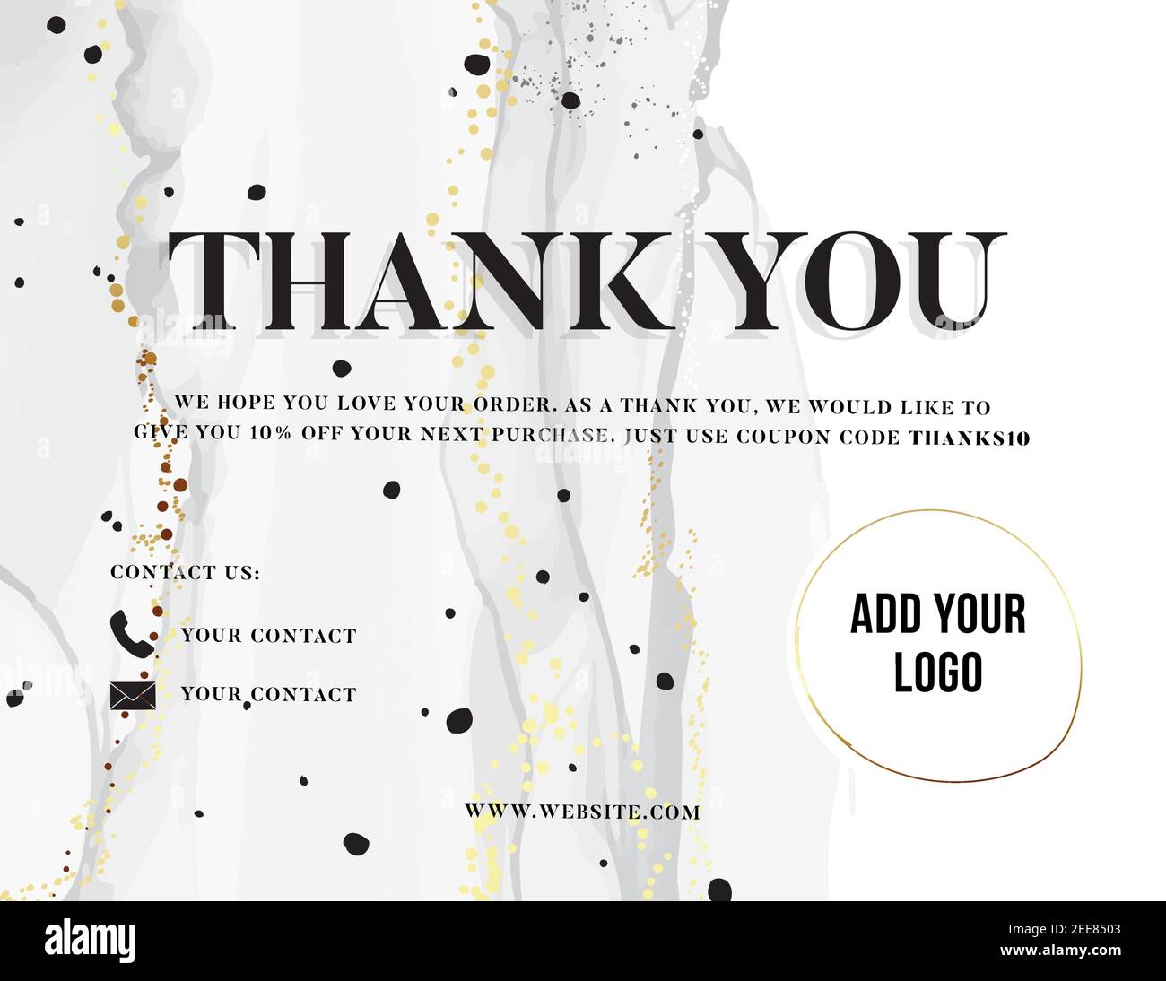 Thank You Card Customer Service Card Promotion Voucher In Grey Gold 