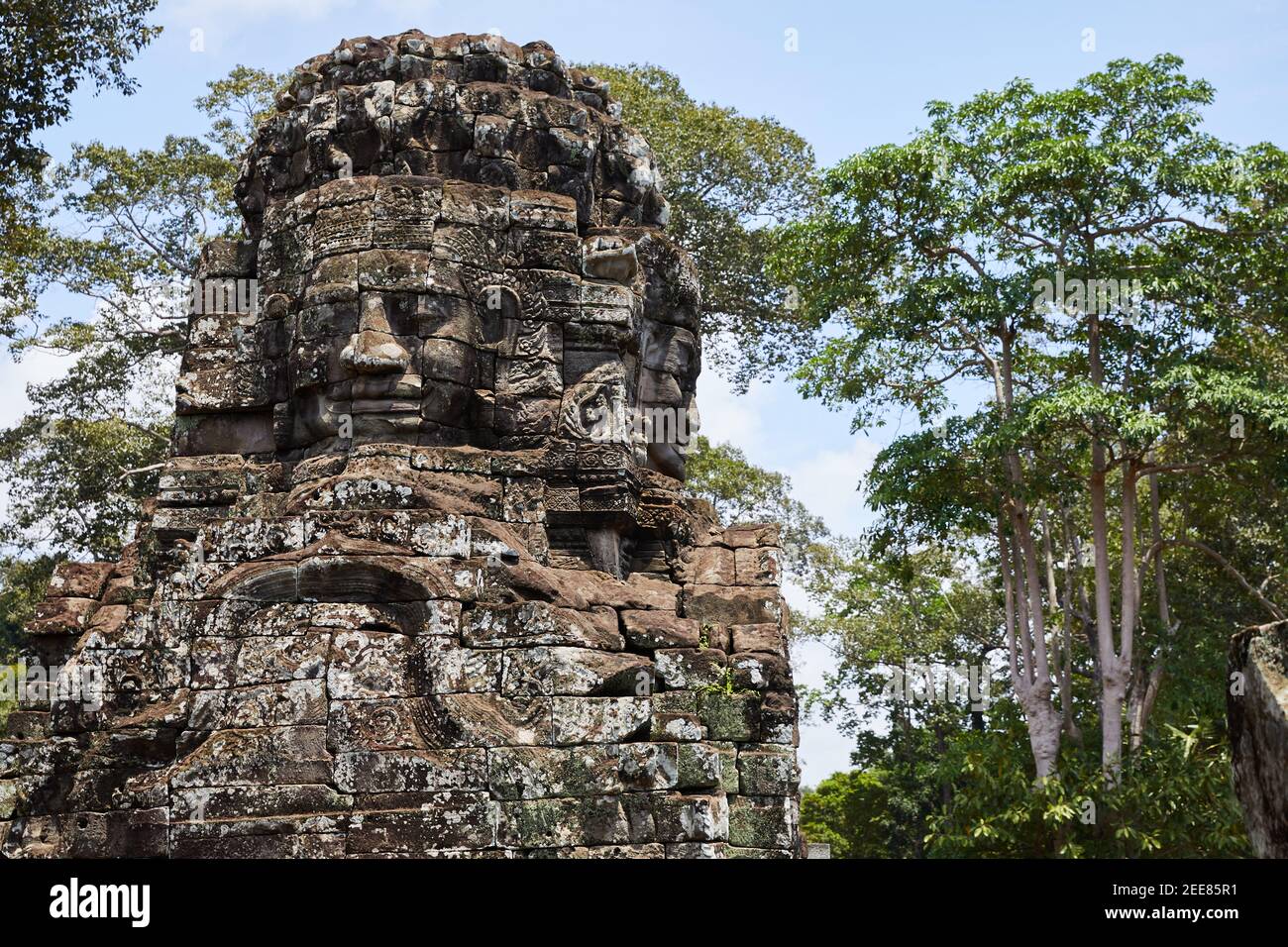 The Bayon Temple at the centre of Angkor Thom. Built by Jayavarman VII ...