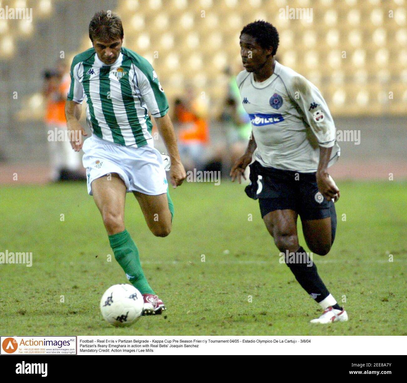 until now Drive out Complaint Football - Real Betis v Partizan Belgrade - Kappa Cup Pre Season Friendly Tournament 04/05 - Estadio Olympico De La Cartuja - 3/8/04 Partizan's Ifeany Emeghara in action with Real Betis' Joaquin until now Drive out Complaint Football - Real Betis v Partizan Belgrade - Kappa Cup Pre Season Friendly Tournament 04/05 - Estadio Olympico De La Cartuja - 3/8/04 Partizan's Ifeany Emeghara in action with Real Betis' Joaquin