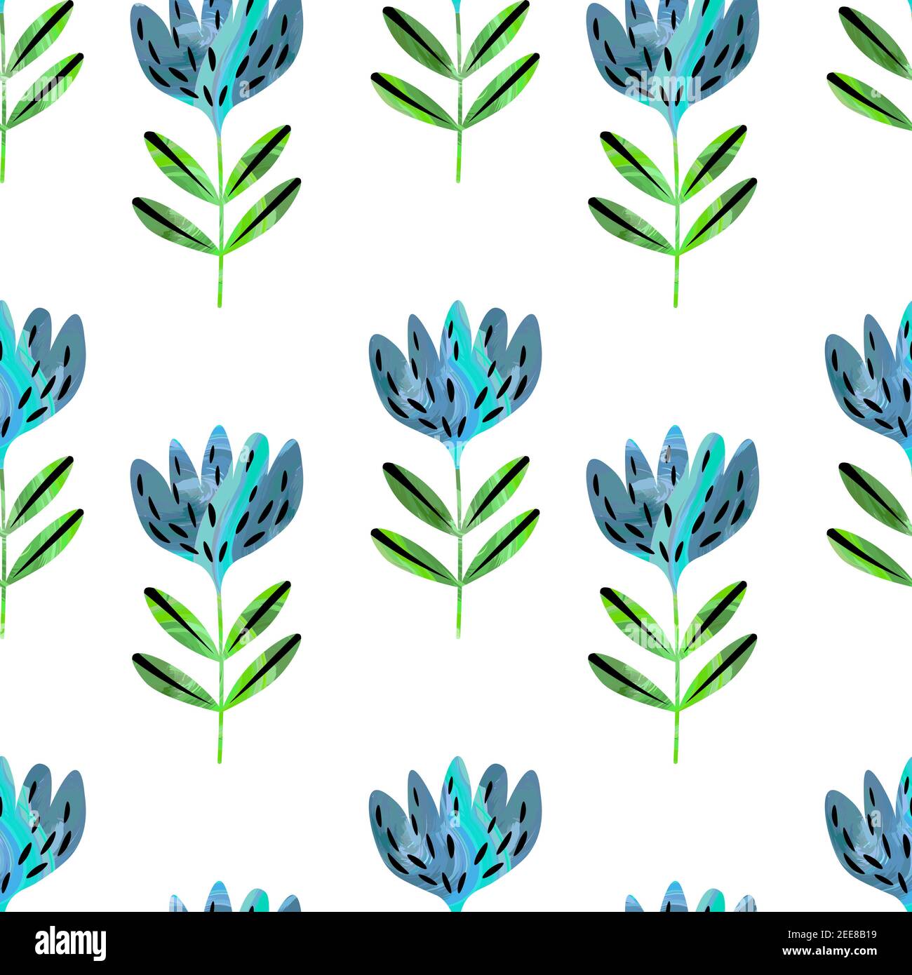 Seamless floral pattern based on traditional folk art ornaments ...