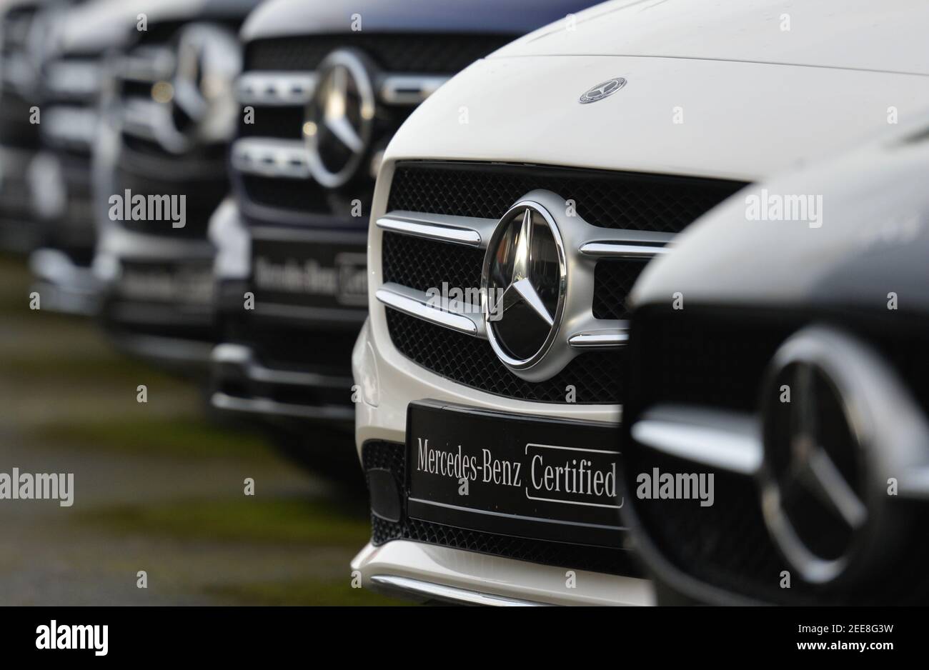 Logos of MercedesBenz, a German automotive marque seen on Mercedes