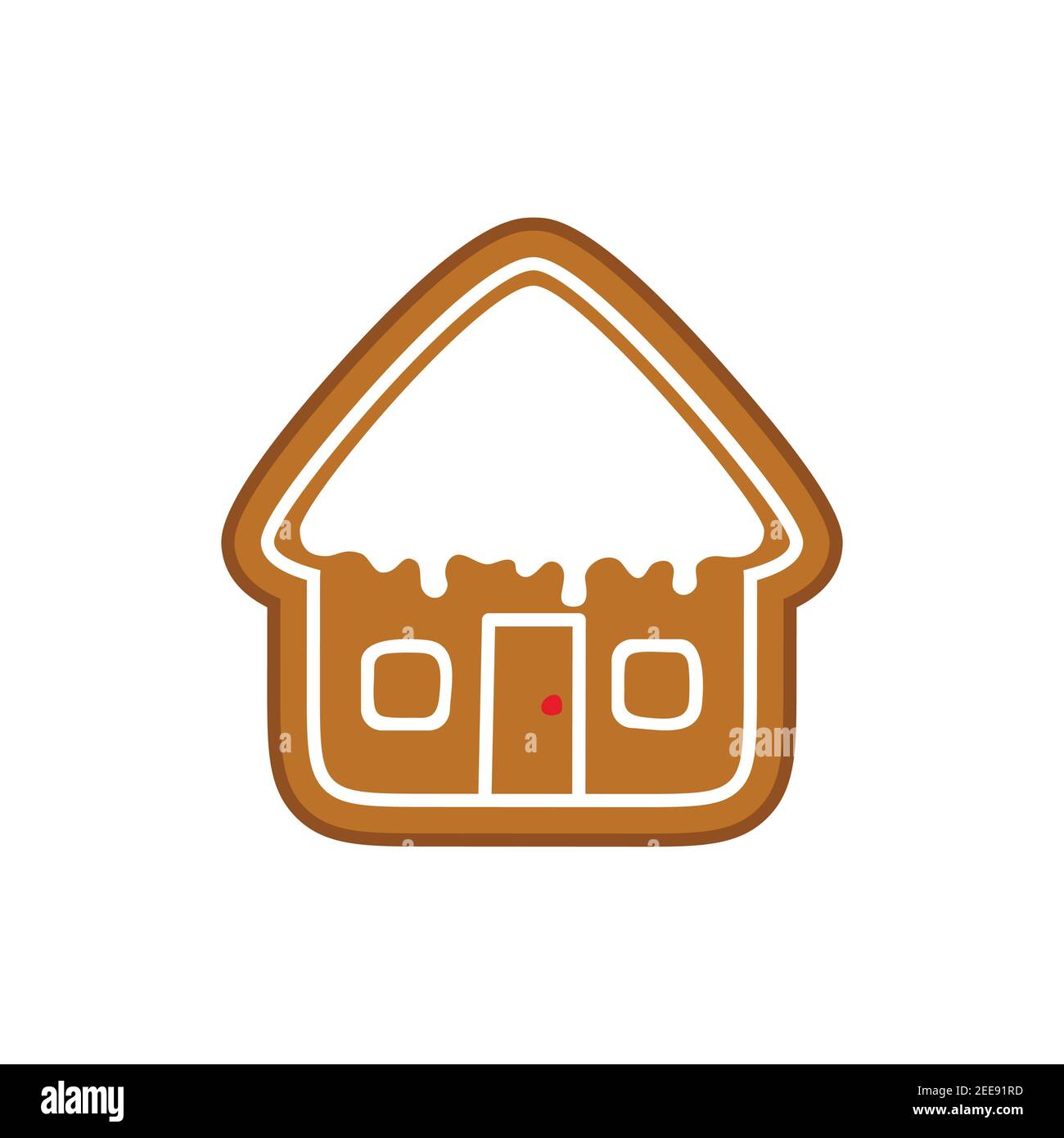 Christmas gingerbread cookie on white isolated background. Vector illustration. Stock Vector