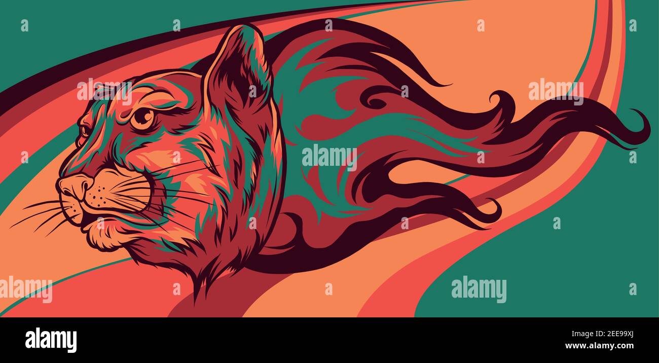 Jaguar head Flame vector illustration design art Stock Vector