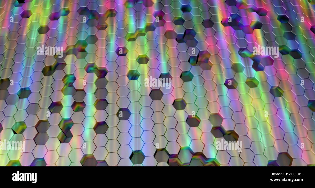 background with retractable hexagonal 3d colorful tiles Stock Photo - Alamy