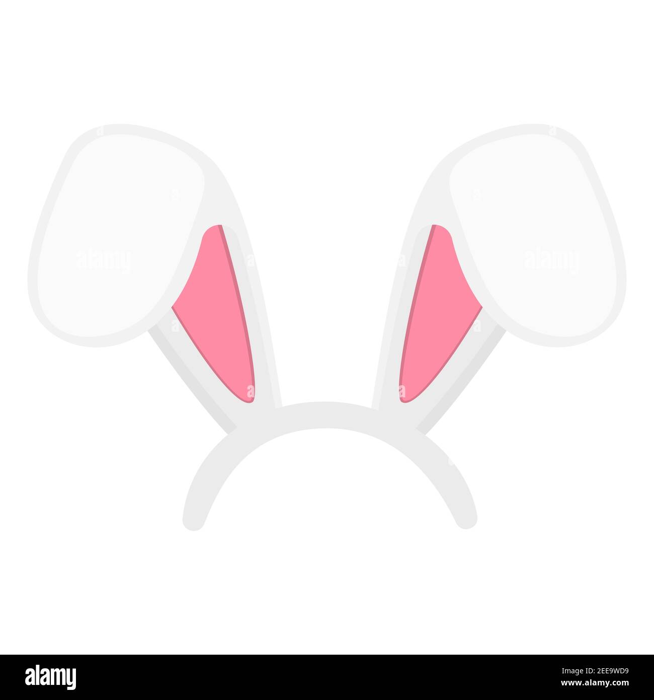 Easter bunny ears mask. Rabbit bent ears props for photobooth or party isolated on white background. Element for hare costume. Vector cartoon illustration.  Stock Vector