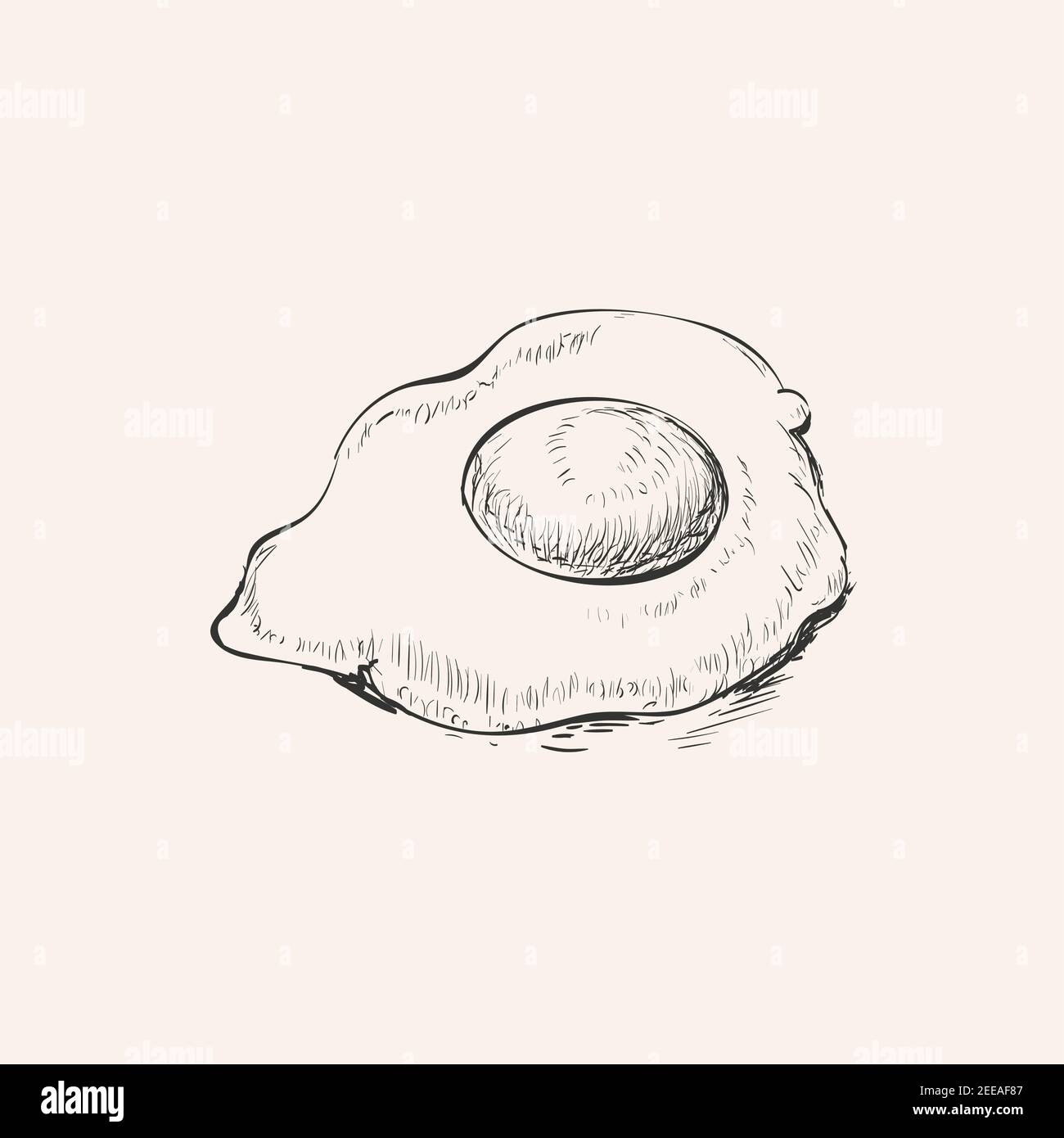 Fried Egg Hand Drawn Sketch Drawing Vector Illustration. Egg breakfast