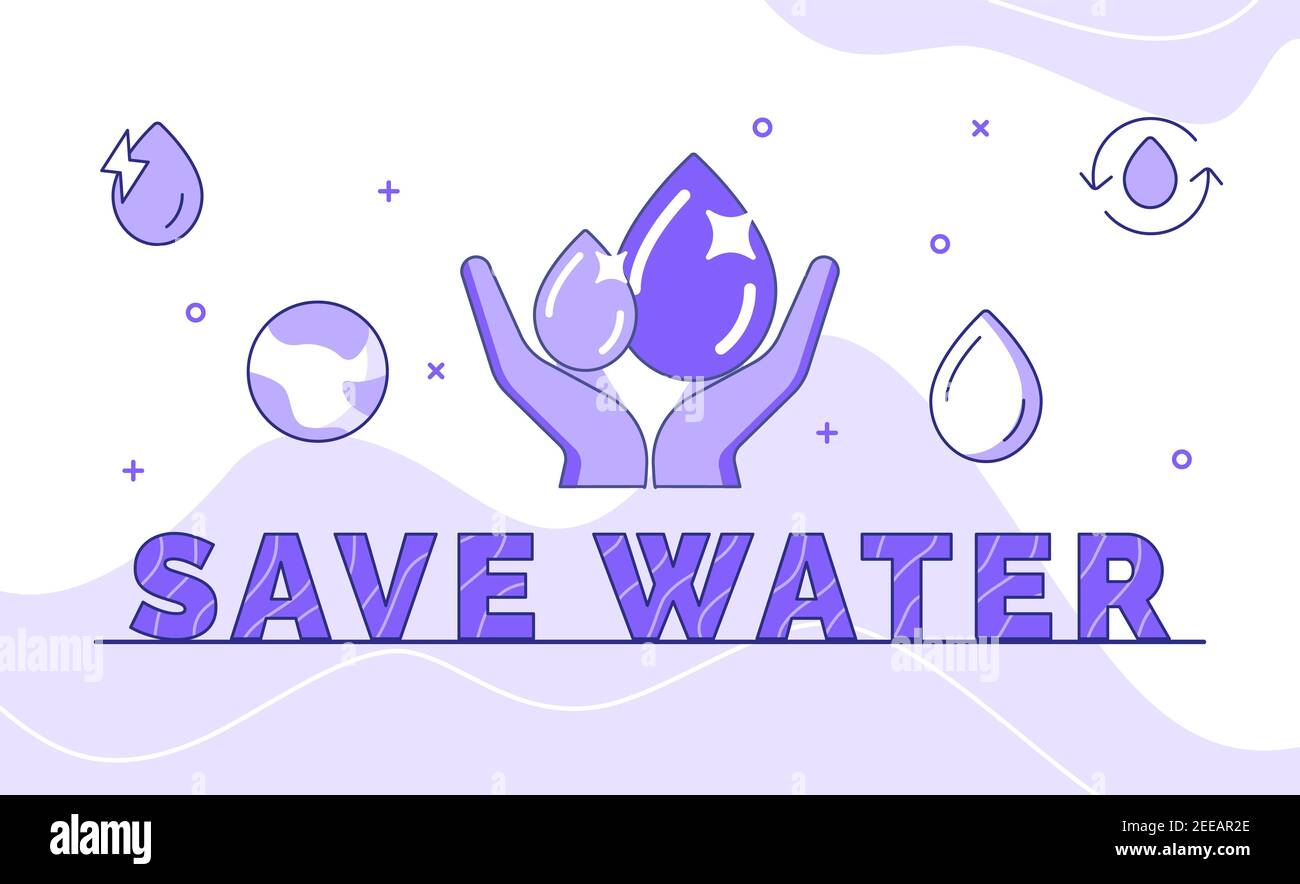 save water typography calligraphy word art with outline style ...