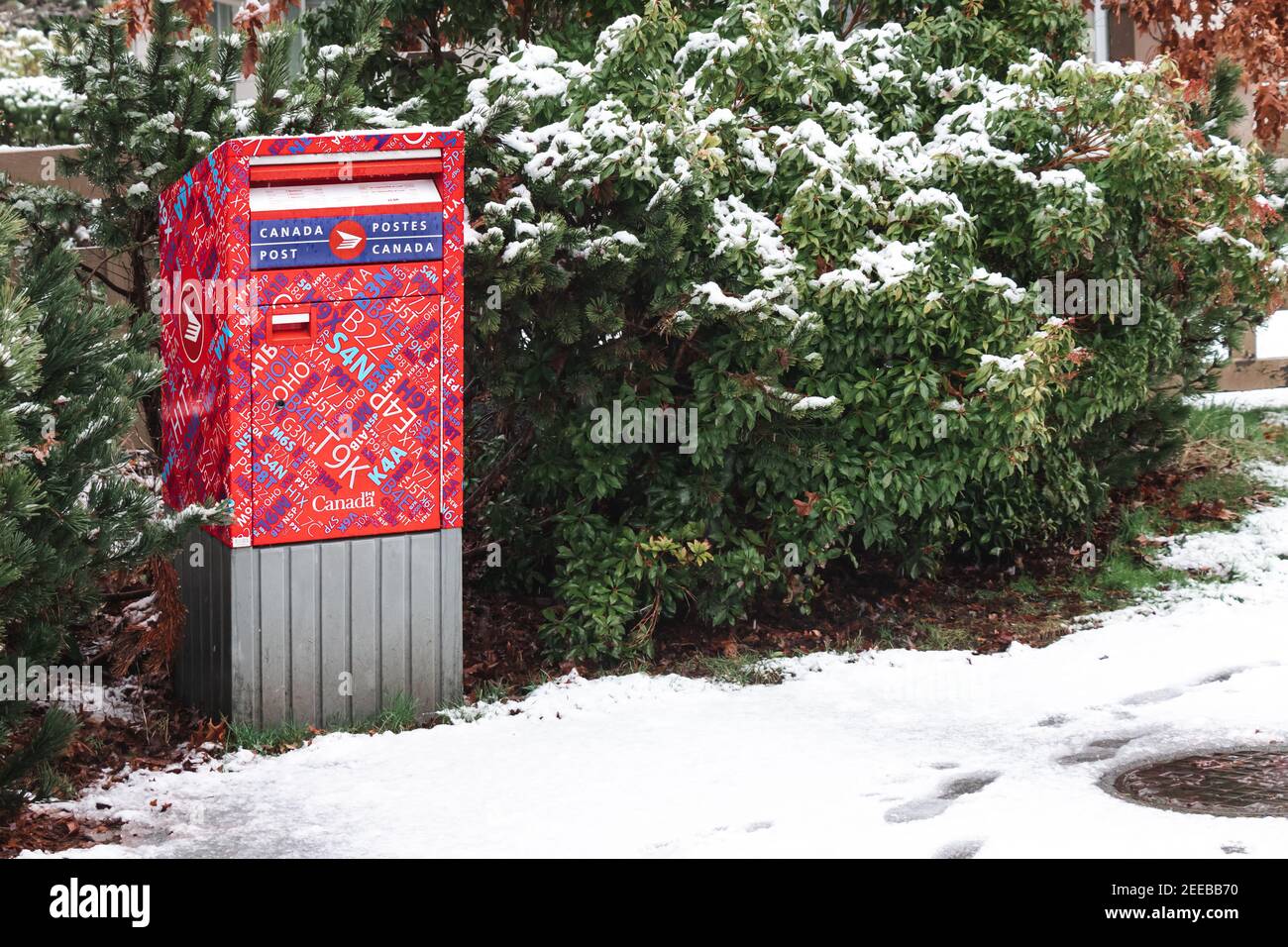 Courtenay, Canada January 24, 2021 A Canada Post street letter box