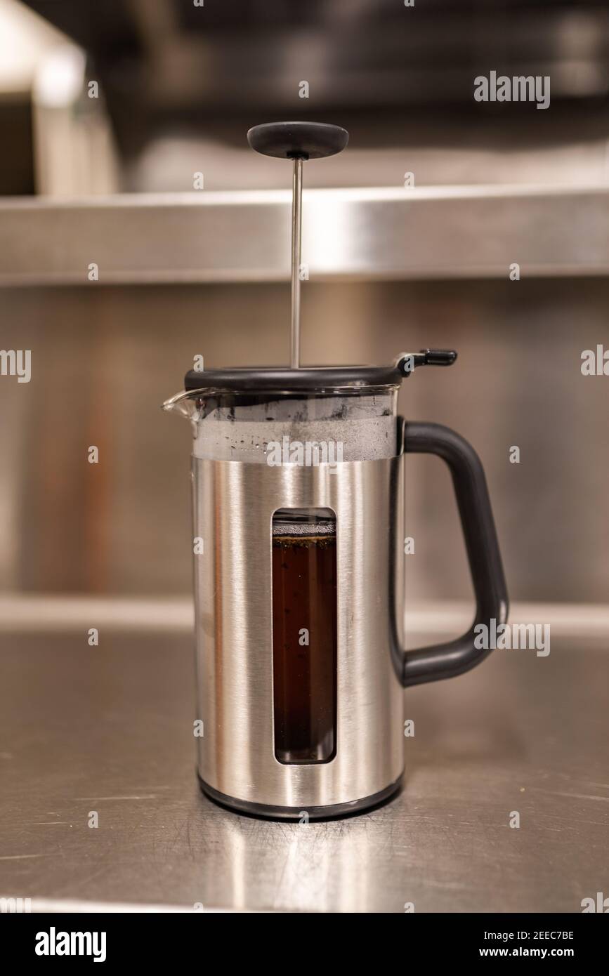 French Press Coffee Maker Stock Photo